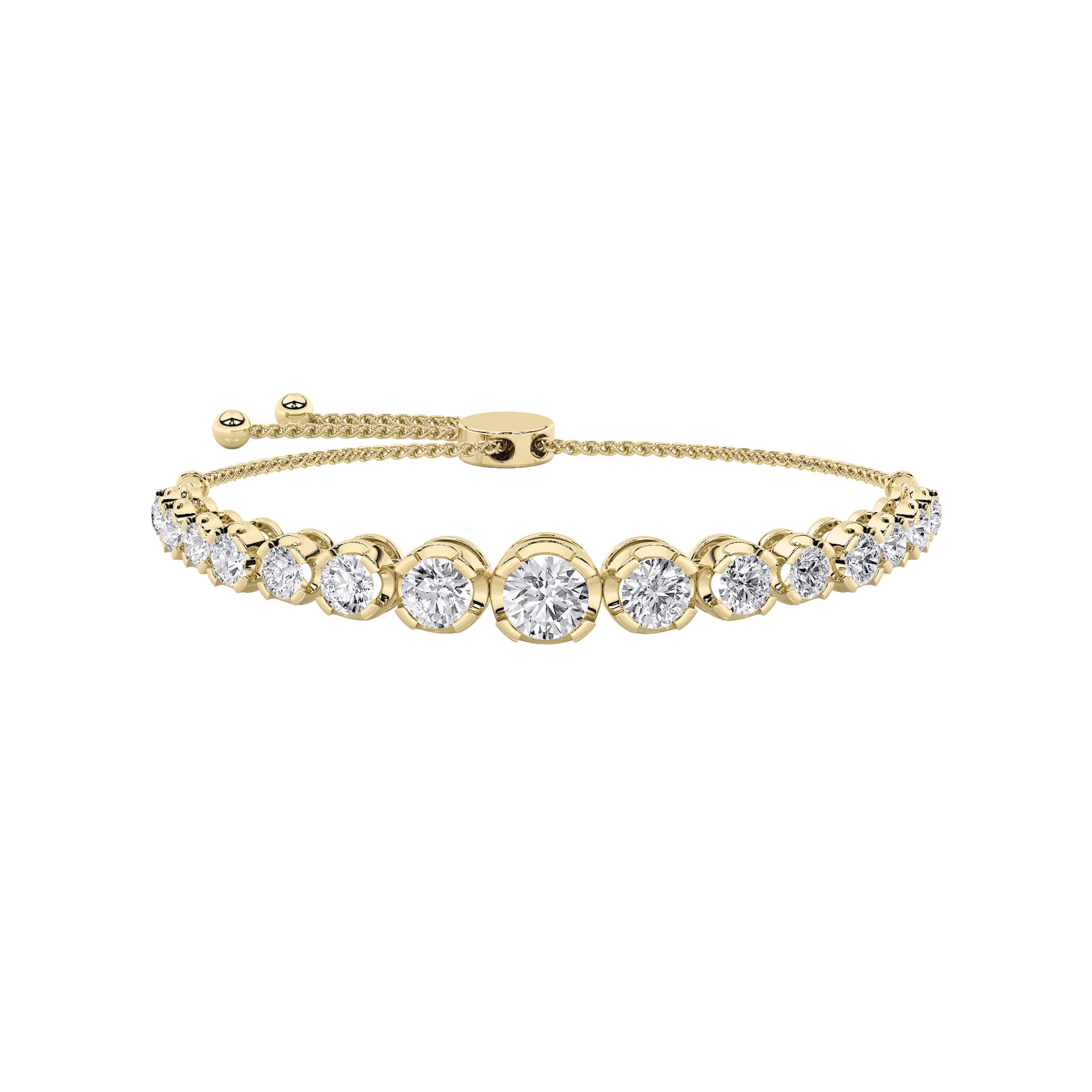 Round Lab Diamond Bolo Bracelet — 3.5 ct total weight in 14k yellow gold · product view 1