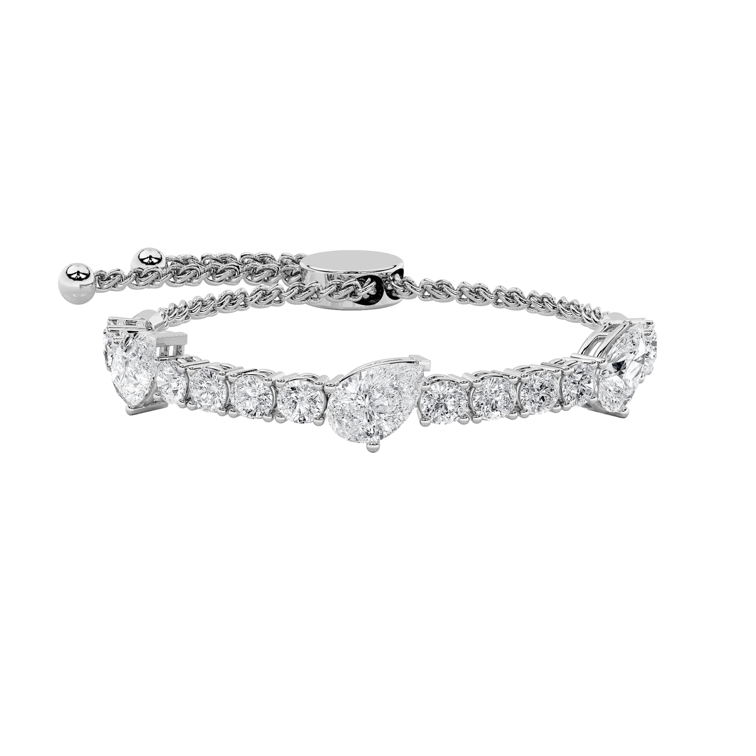 Pear Lab Diamond BoloBracelet Bracelet — 4.5 ct total weight in 14k white gold · product view 1