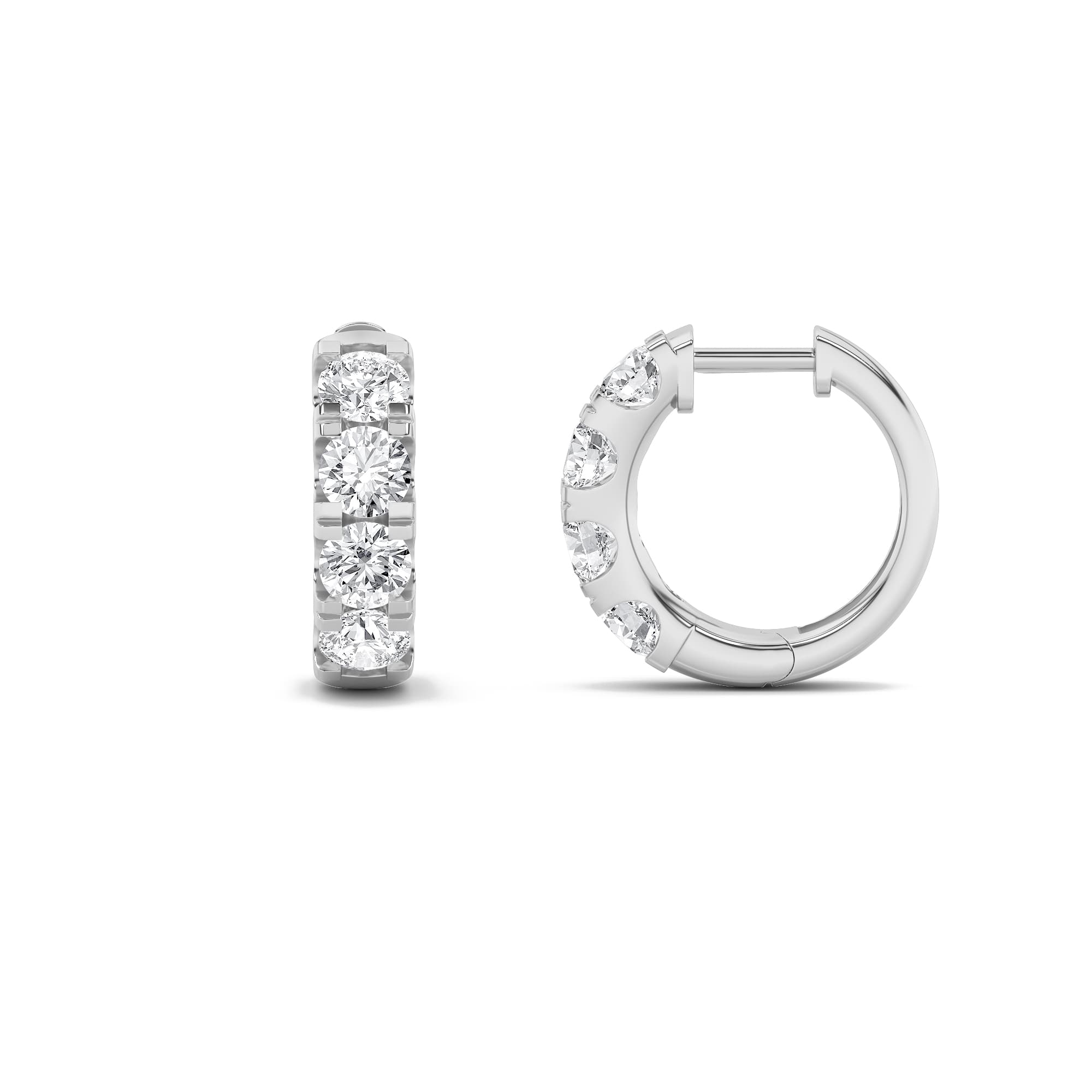 Round Lab Diamond Hoop Earrings — 3 ct total weight in 14k white gold · product view 1