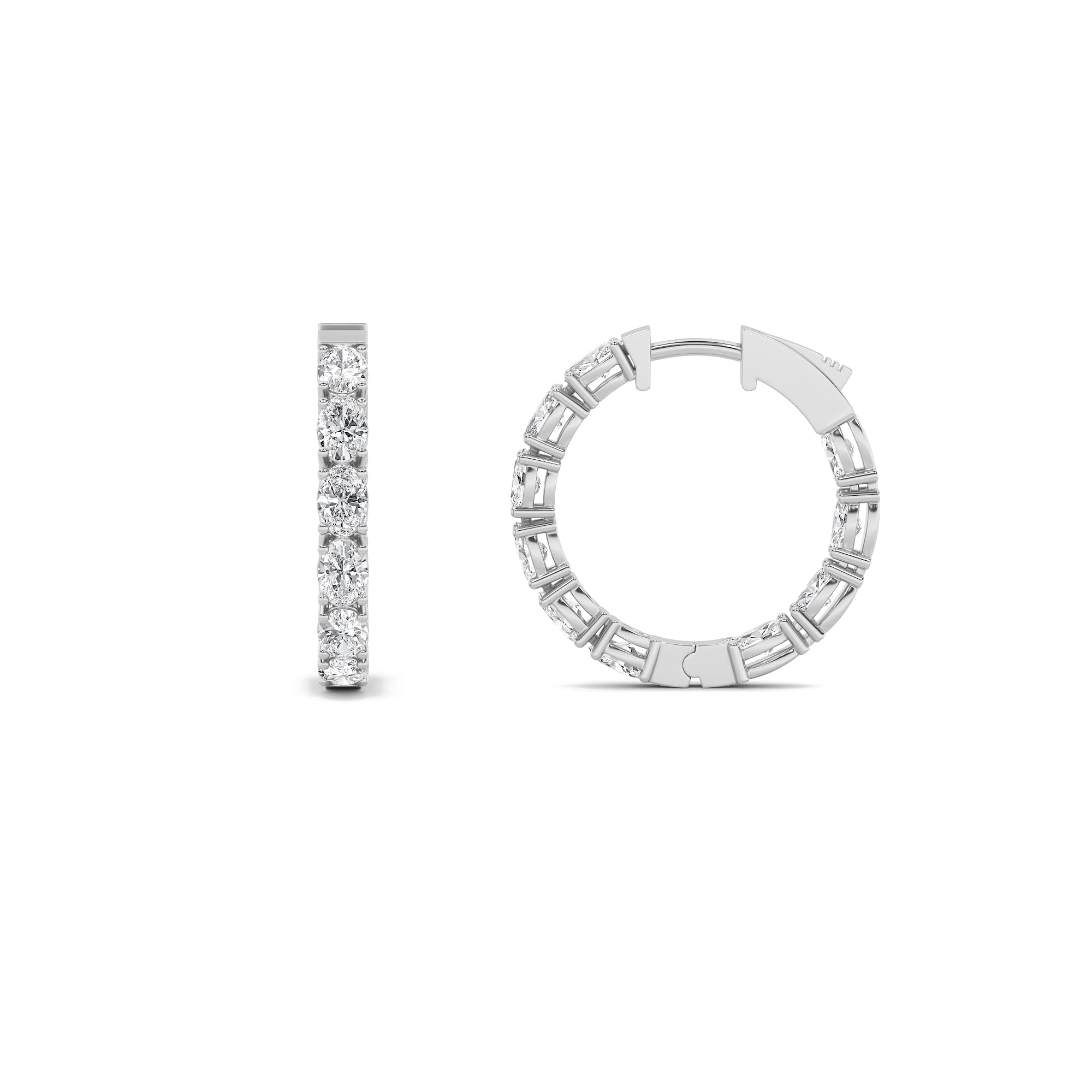 Oval Lab Diamond InsideOut Hoop Earrings — 4 ct total weight in 14k white gold · product view 1