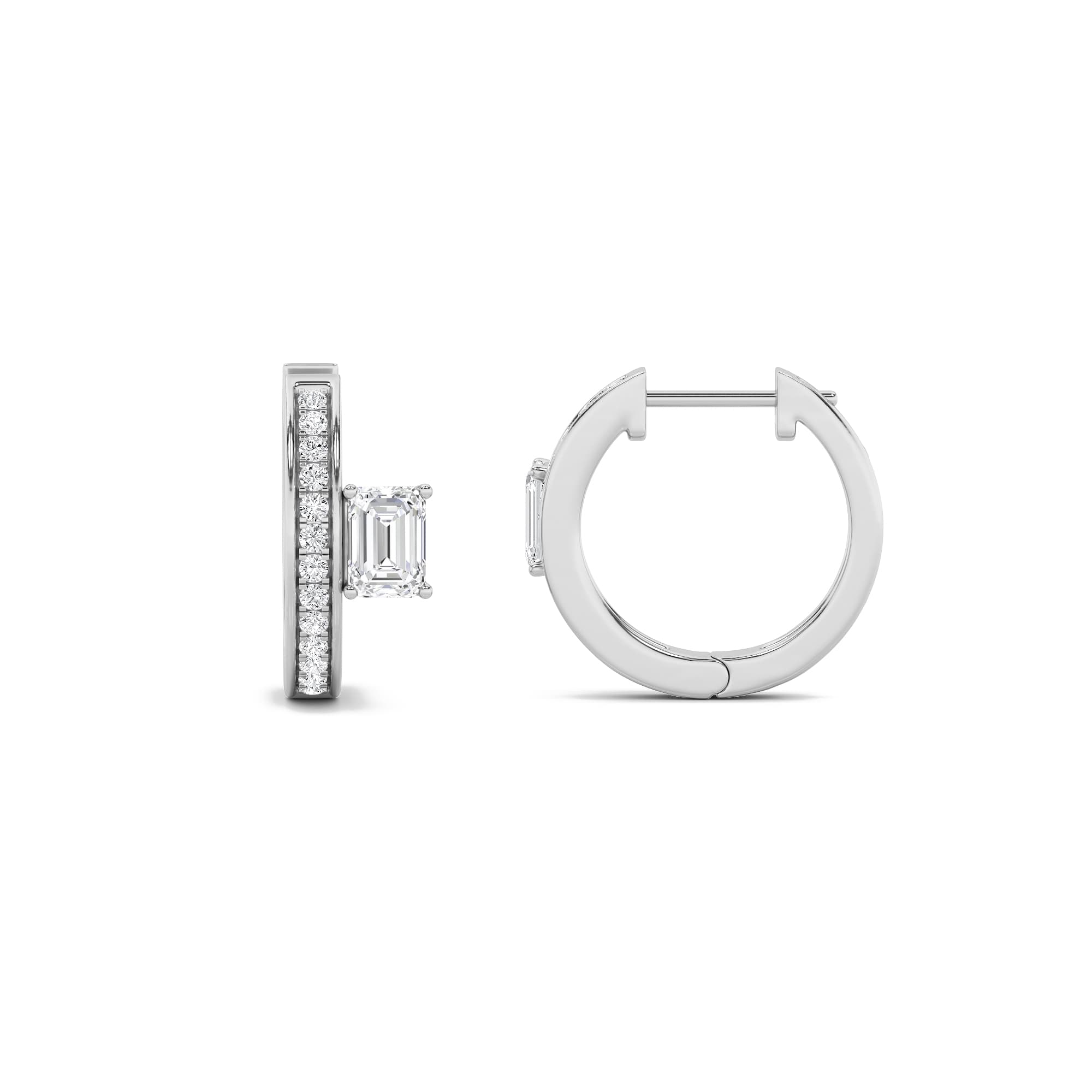 Emerald Lab Diamond Accented Huggie Earrings