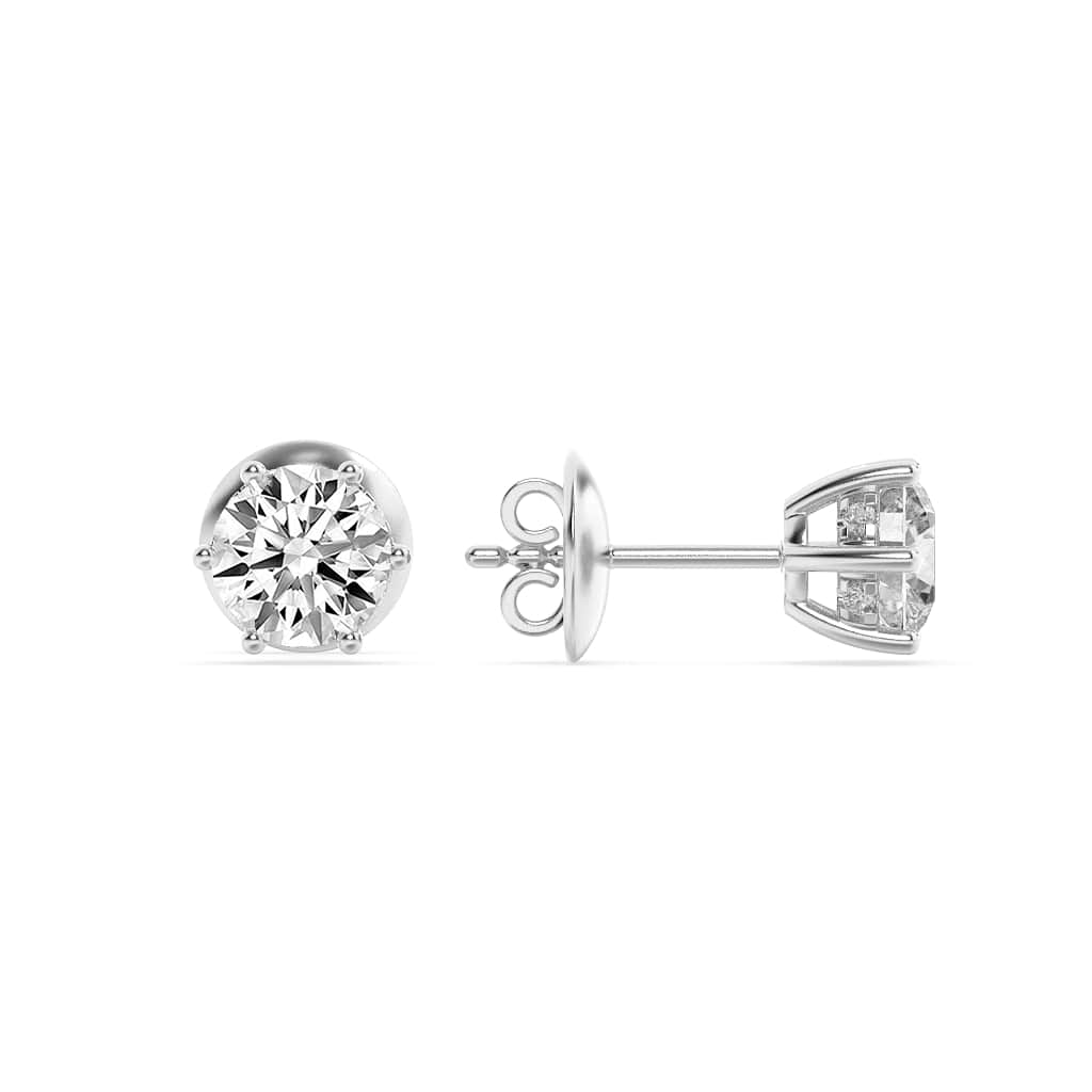 Round Lab Diamond Hidden Halo Stud Earrings — 3 ct total weight in 14k white gold · product view 1
