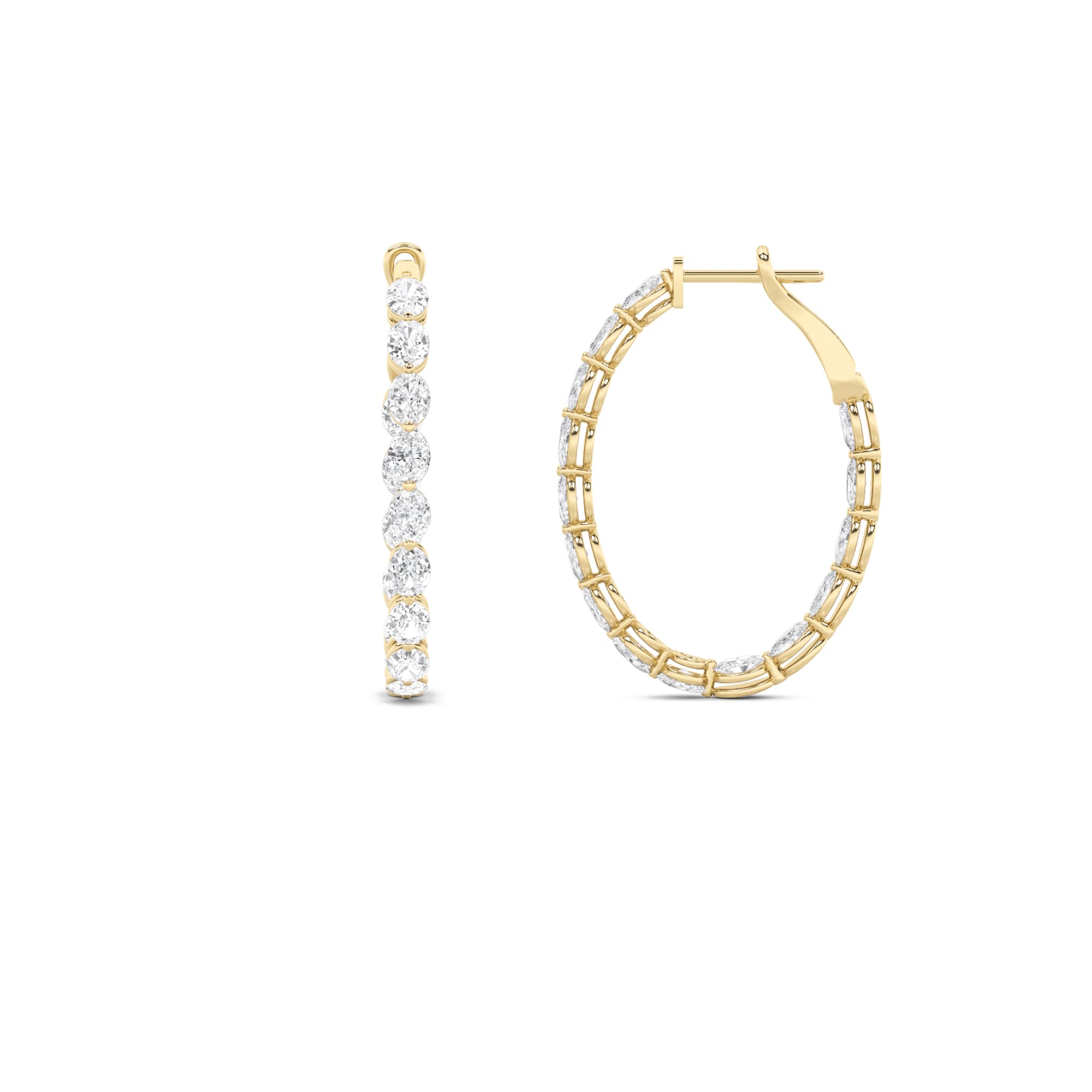 Oval Lab Diamond InsideOut Hoop Earrings — 6 ct total weight in 14k yellow gold · product view 1