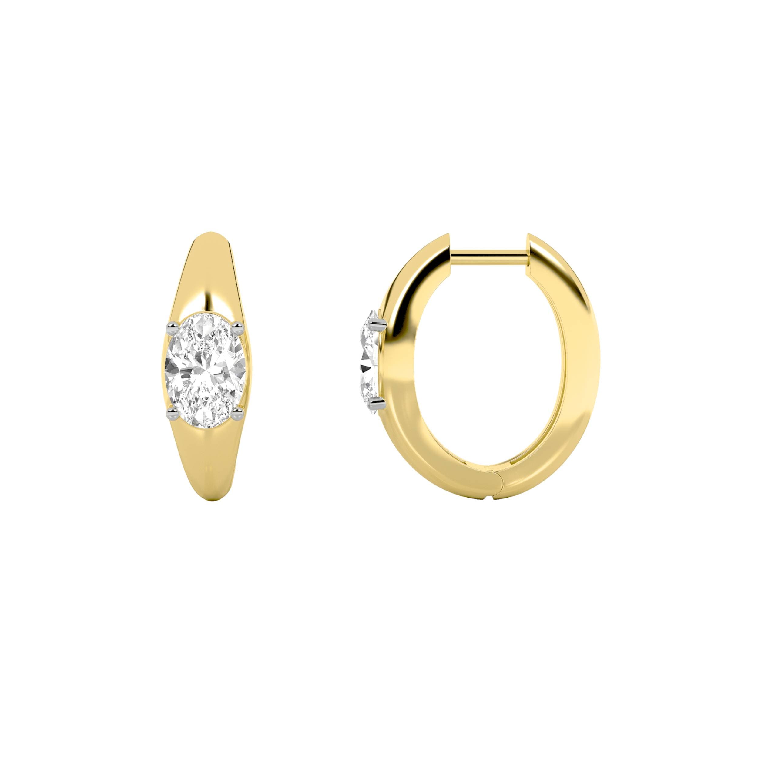 Oval Lab Diamond HuggieEarrings Earrings — 2 ct total weight in 14k yellow gold · product view 7