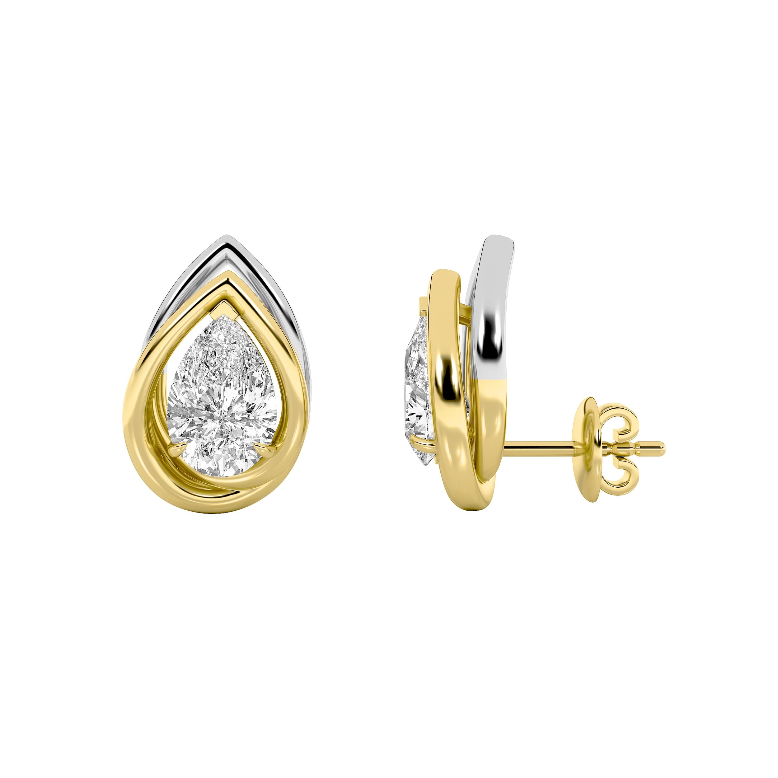 Pear Lab Diamond Knot Earrings — 3 ct total weight in 14k yellow gold · product view 1
