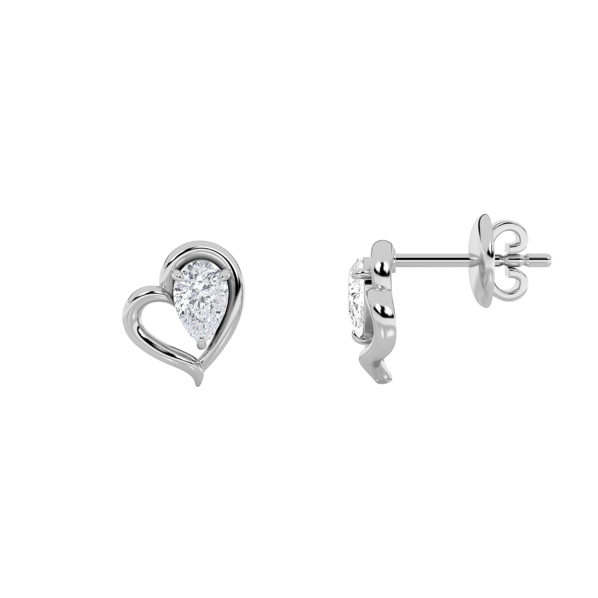 Pear Lab Diamond Heart Earrings — 0.5 ct total weight in 14k white gold · product view 1
