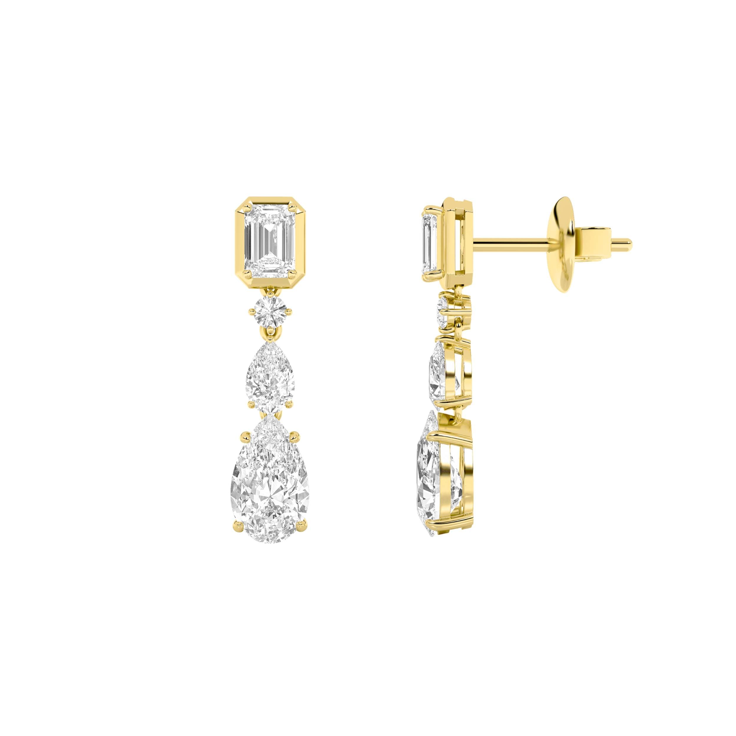 Pear Lab Diamond Dangle Earrings — 4.5 ct total weight in 14k yellow gold · product view 4