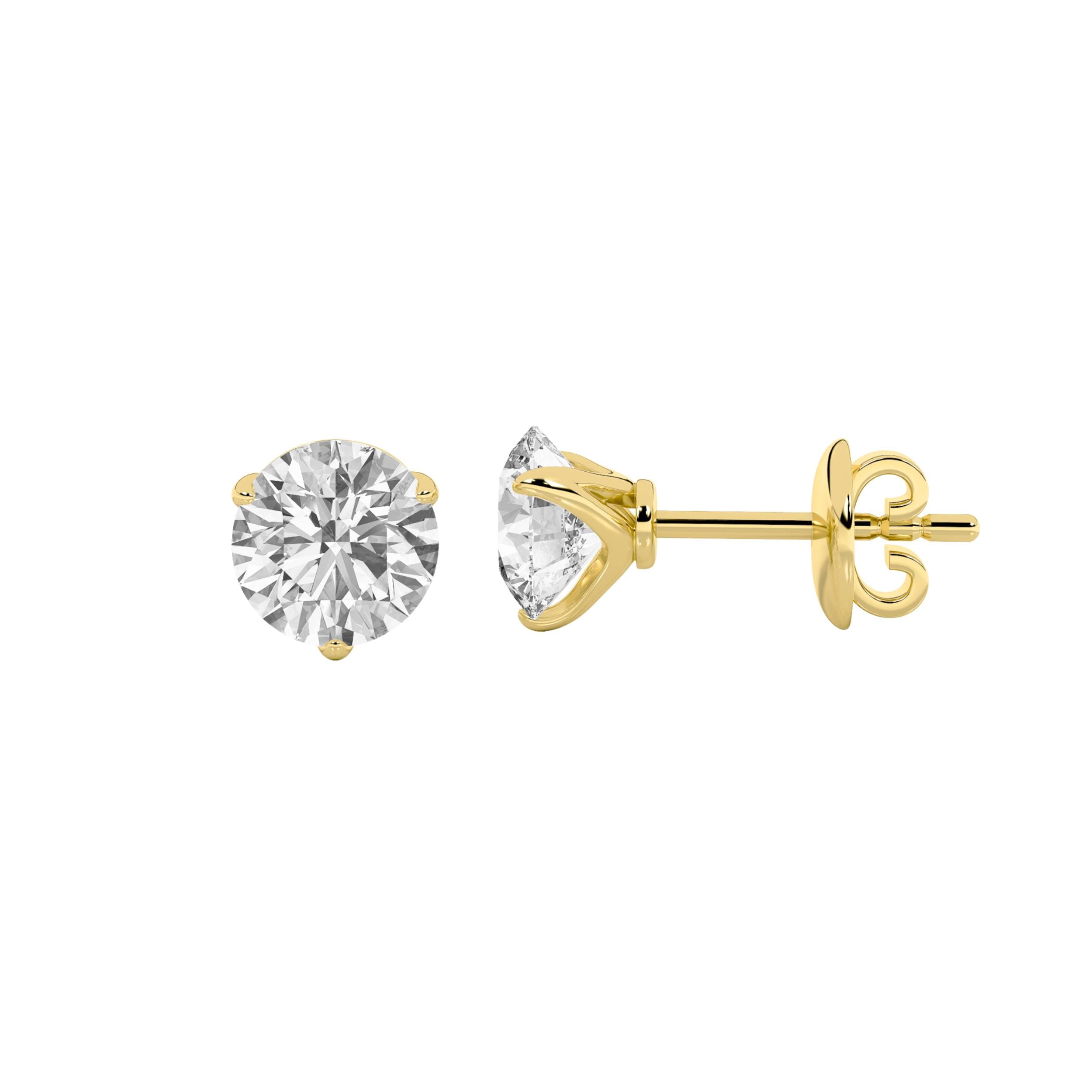 Round Lab Diamond Stud Earrings — 4 ct total weight in 14k yellow gold · product view 1