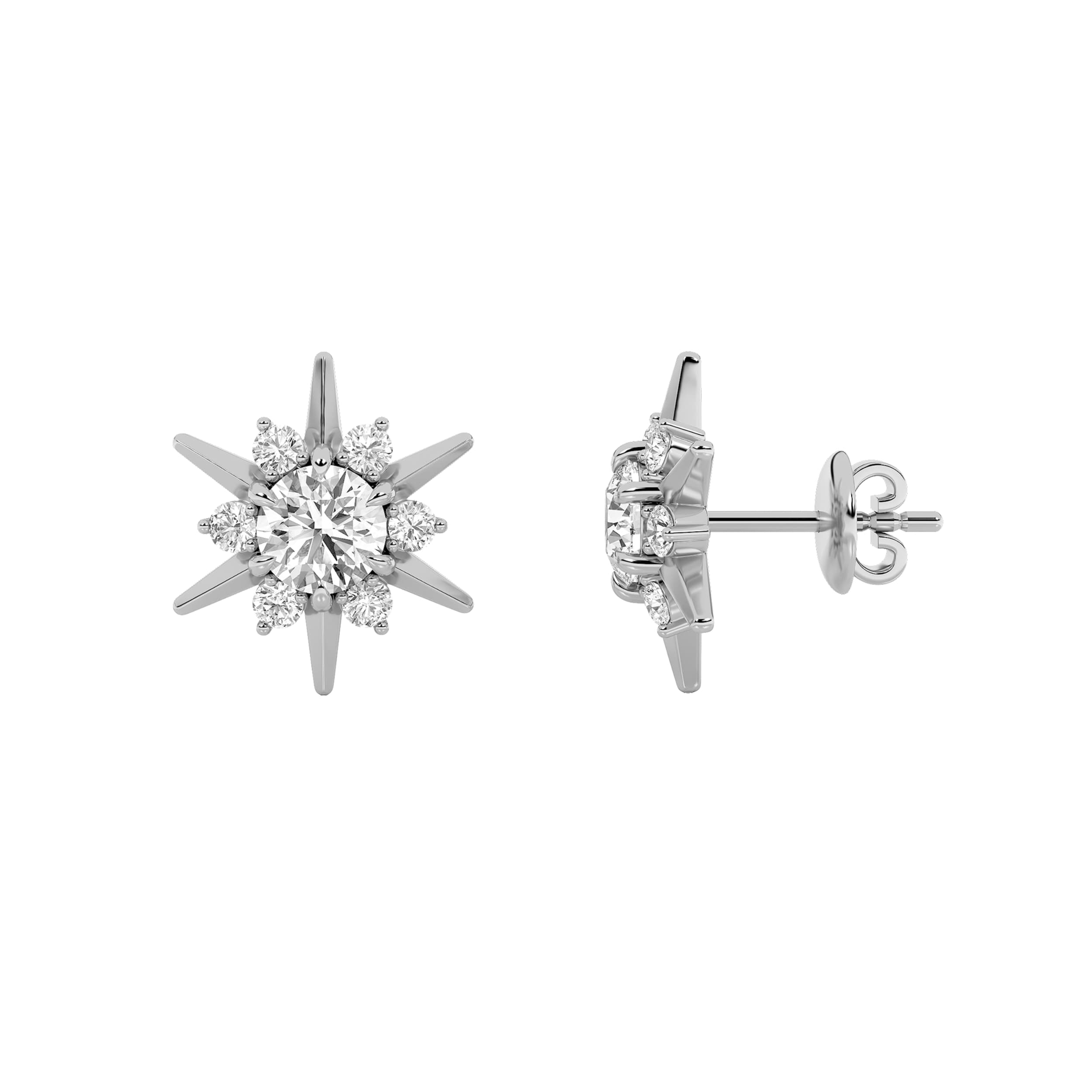 Round Lab Diamond Astralis Earrings — 2 ct total weight in 14k white gold · product view 1
