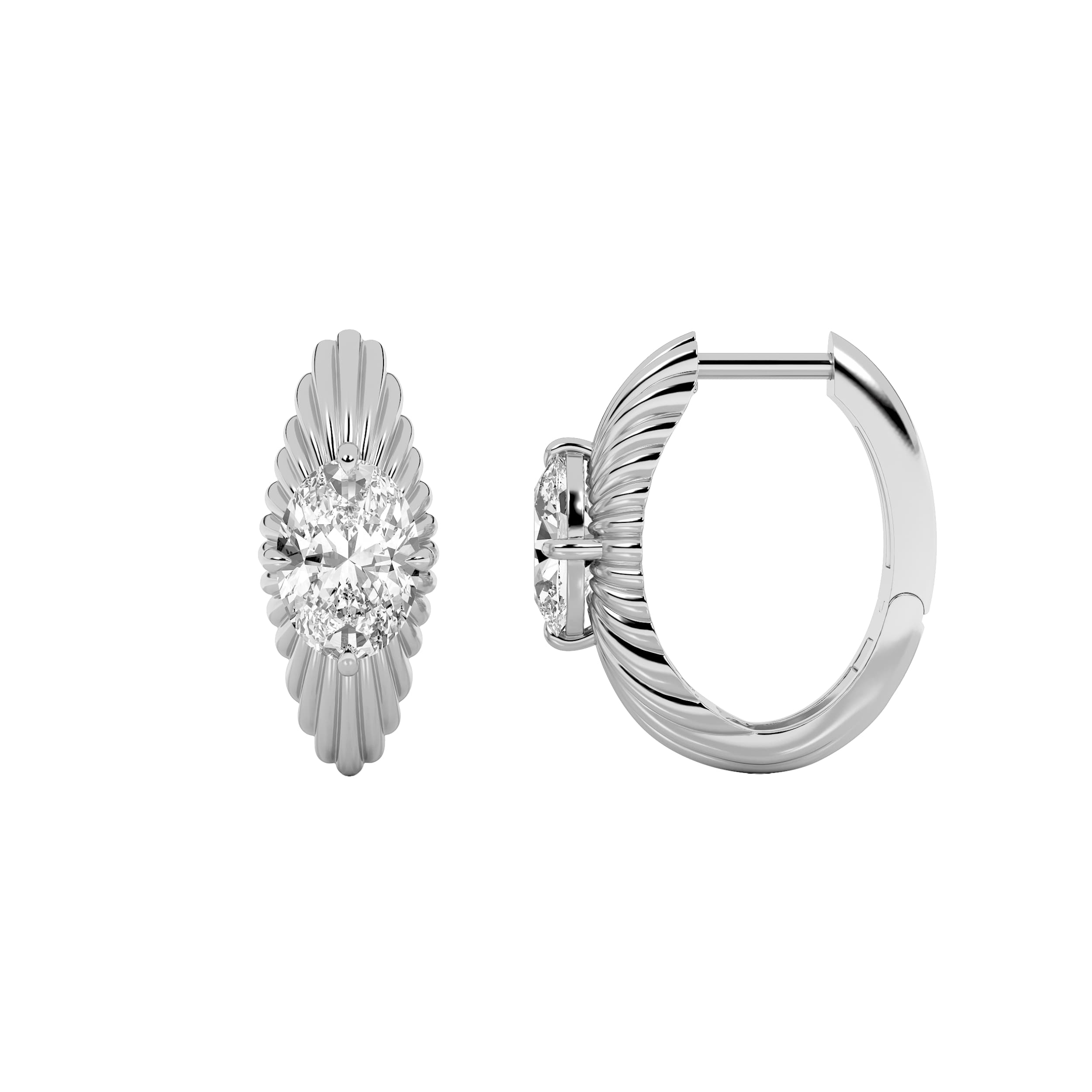 Oval Lab Diamond HuggieEarrings Earrings — 2 ct total weight in 14k white gold · product view 1