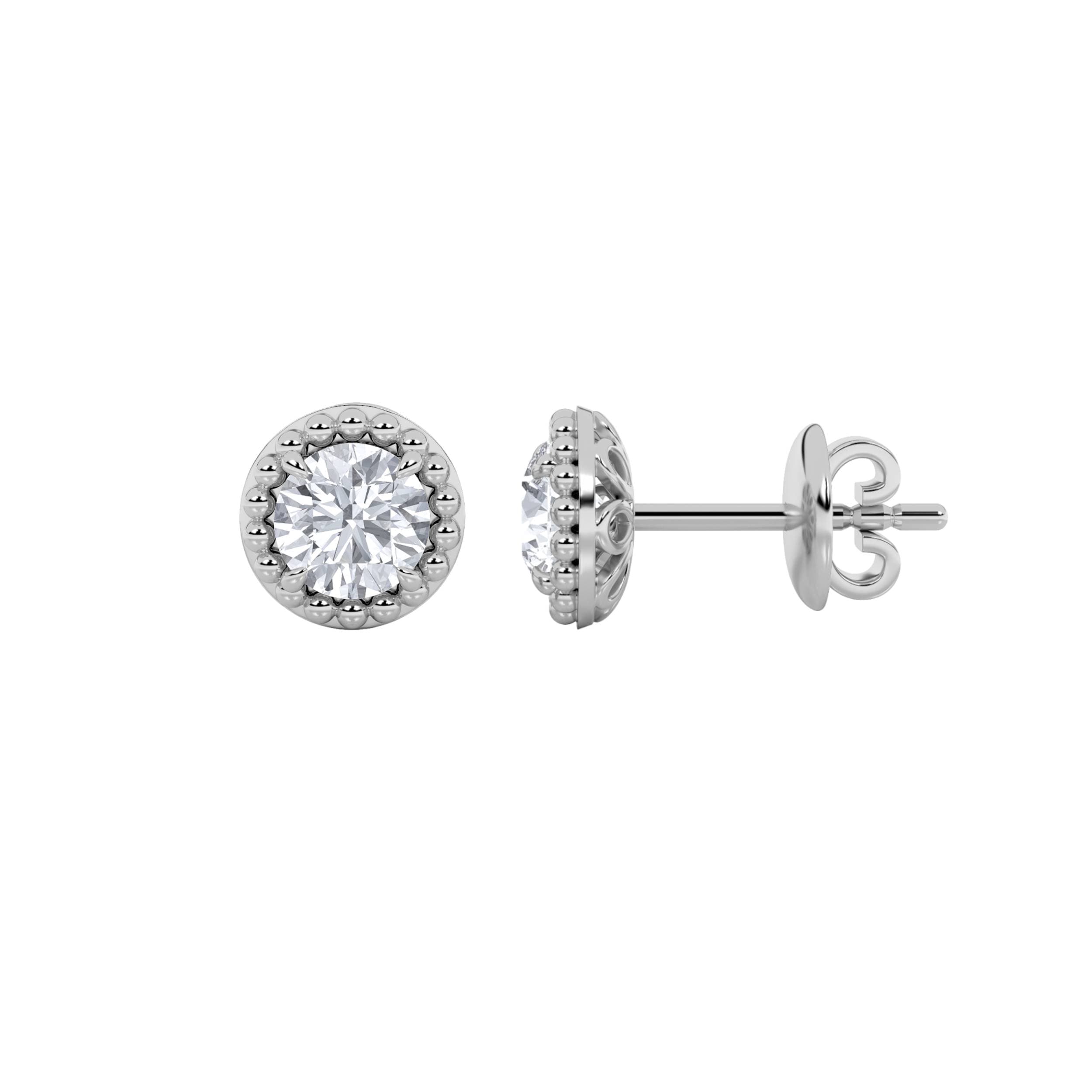 Round Lab Diamond Stud Earrings — 2 ct total weight in 14k white gold · product view 1
