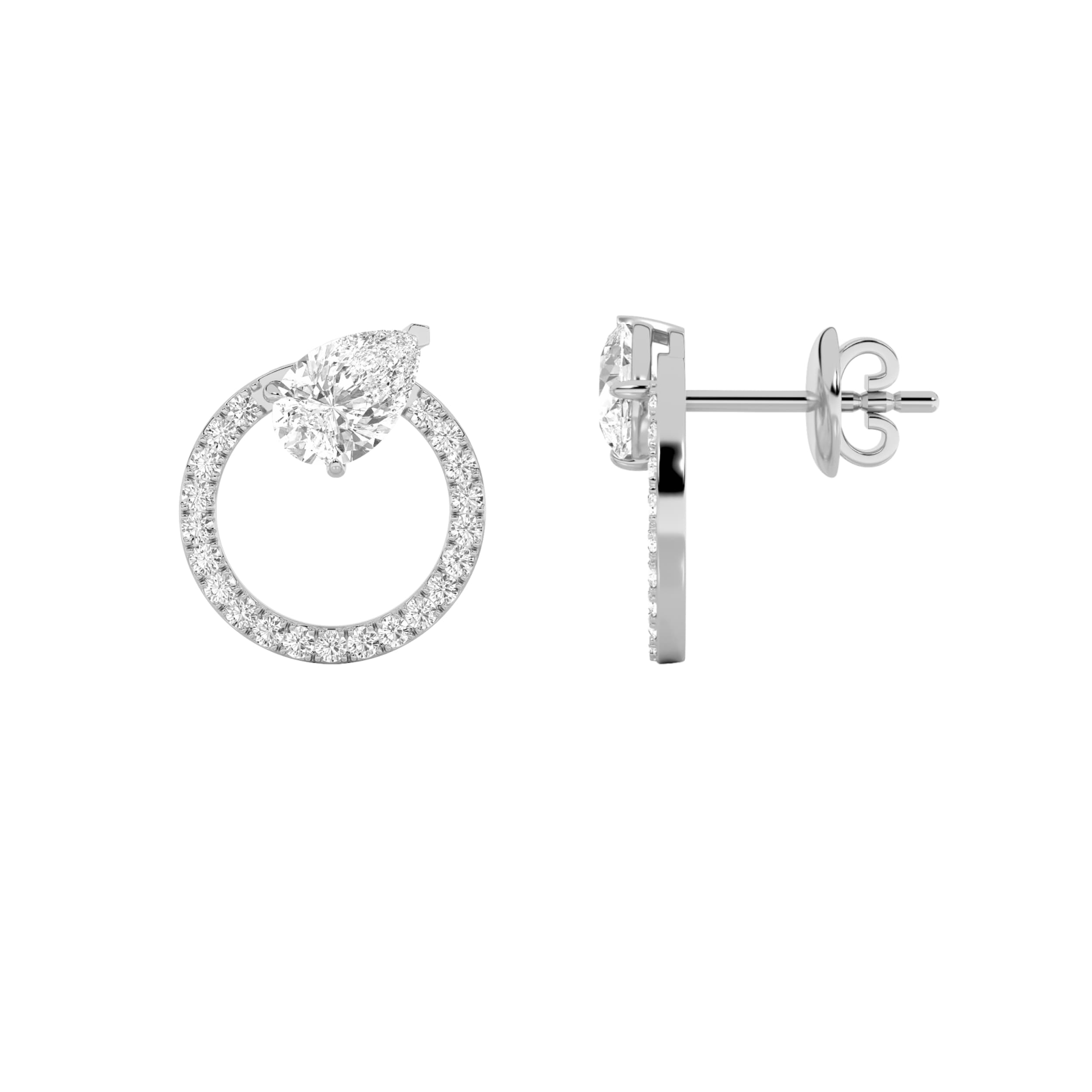 Pear Lab Diamond Dangle Fashion Earrings — 1.5 ct total weight in 14k white gold · product view 1