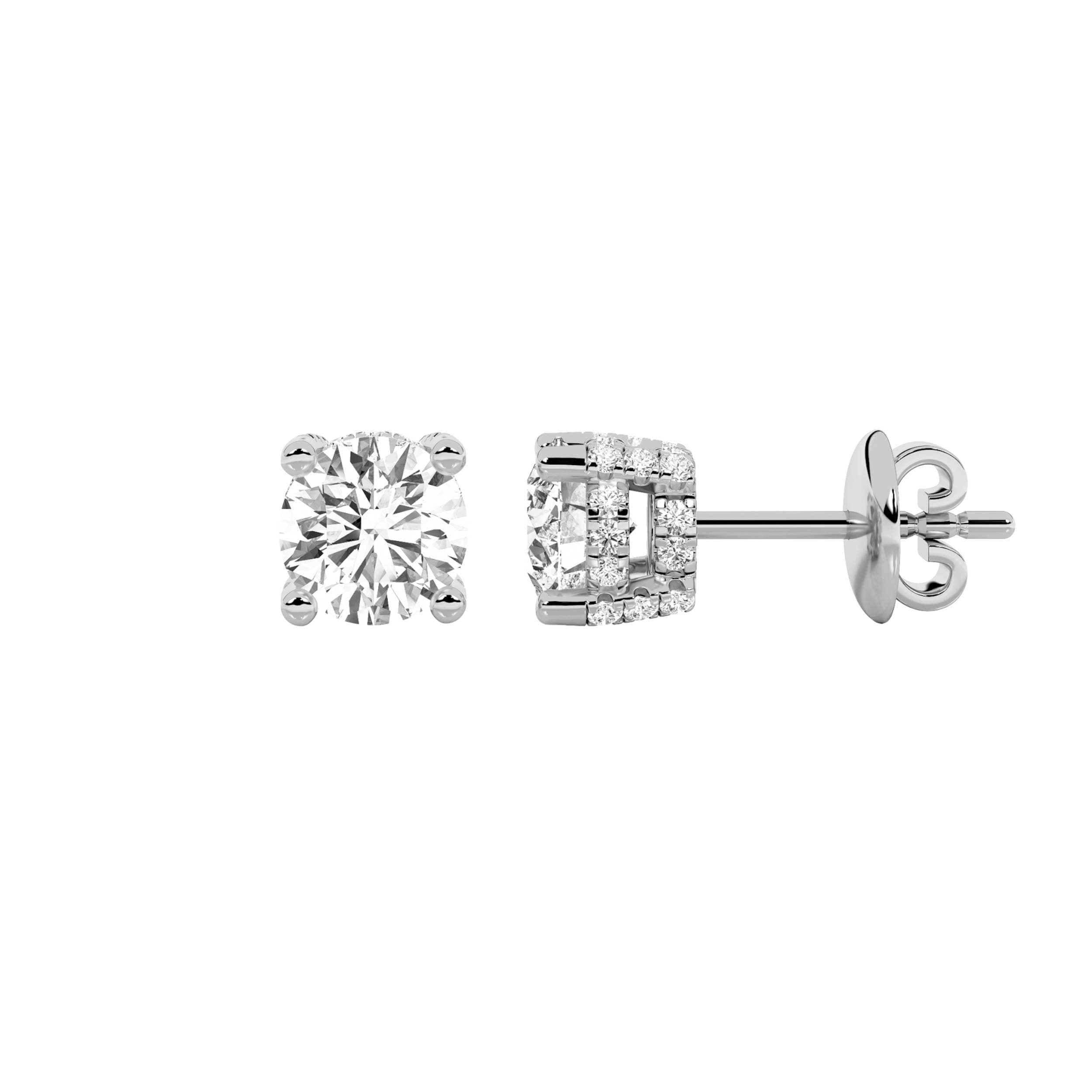 Round Lab Diamond Stud Earrings — 2 ct total weight in 14k white gold · product view 1