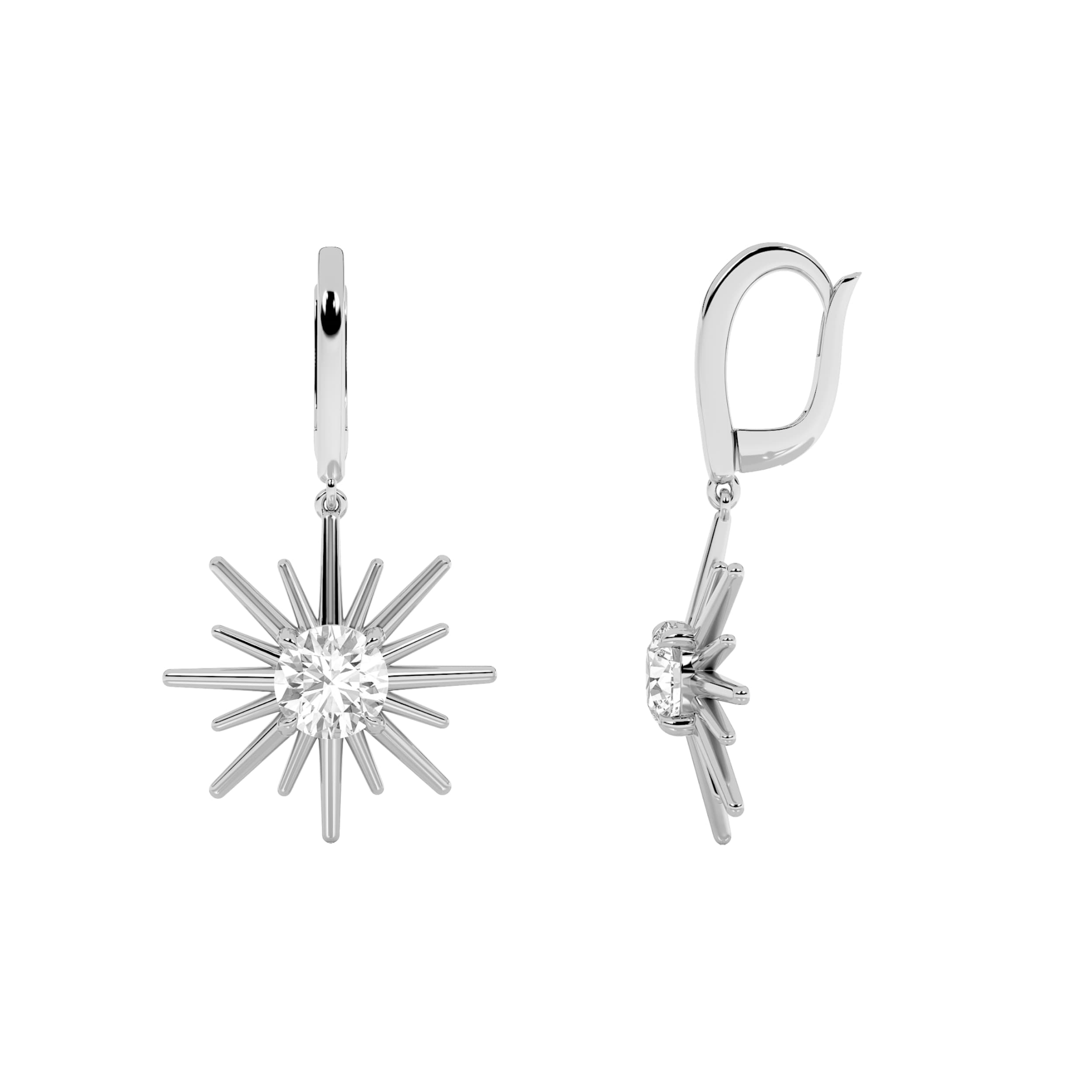 Round Lab Diamond Astralis Earrings — 2 ct total weight in 14k white gold · product view 1