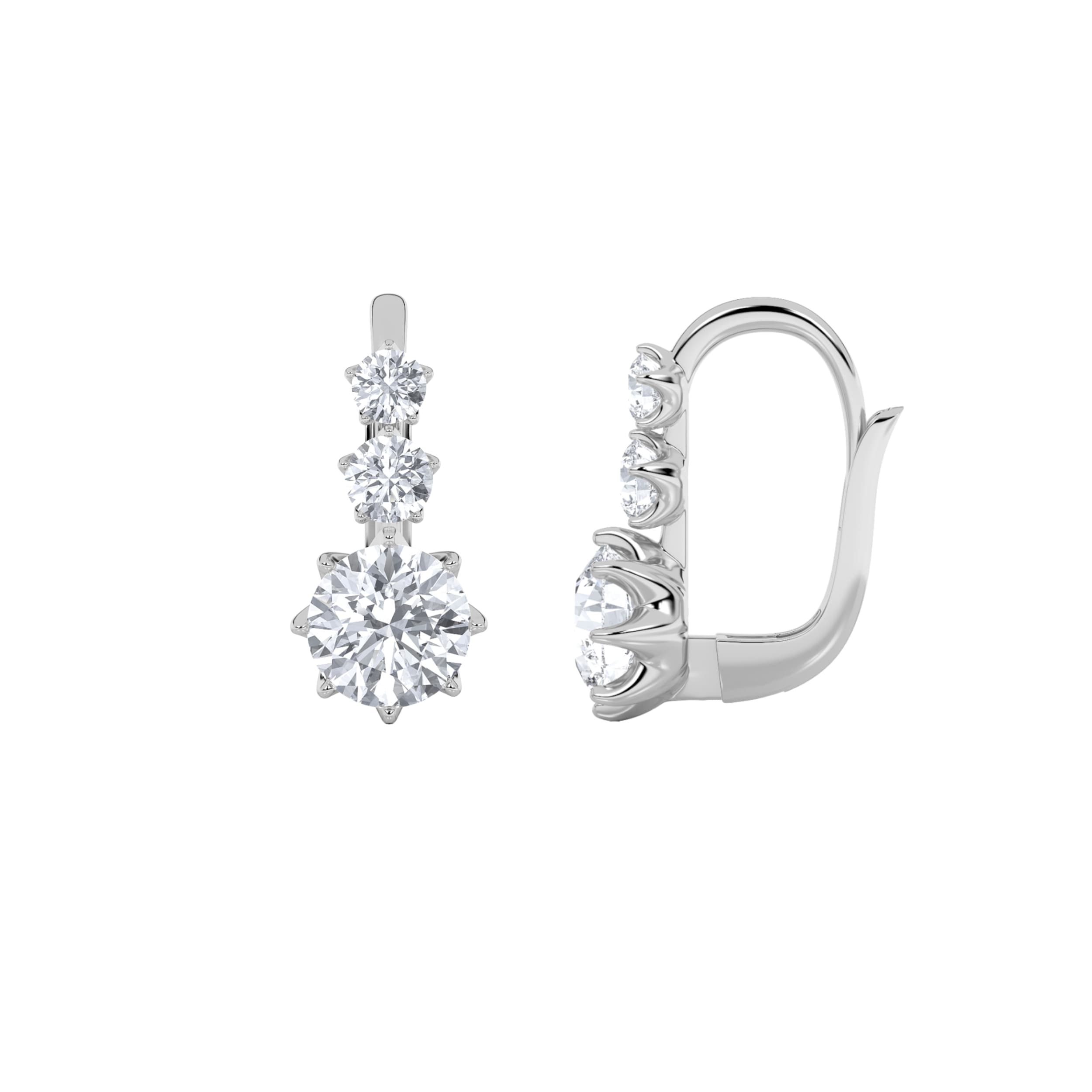 Round Lab Diamond Antique Design Earrings — 2.5 ct total weight in 14k white gold · product view 1