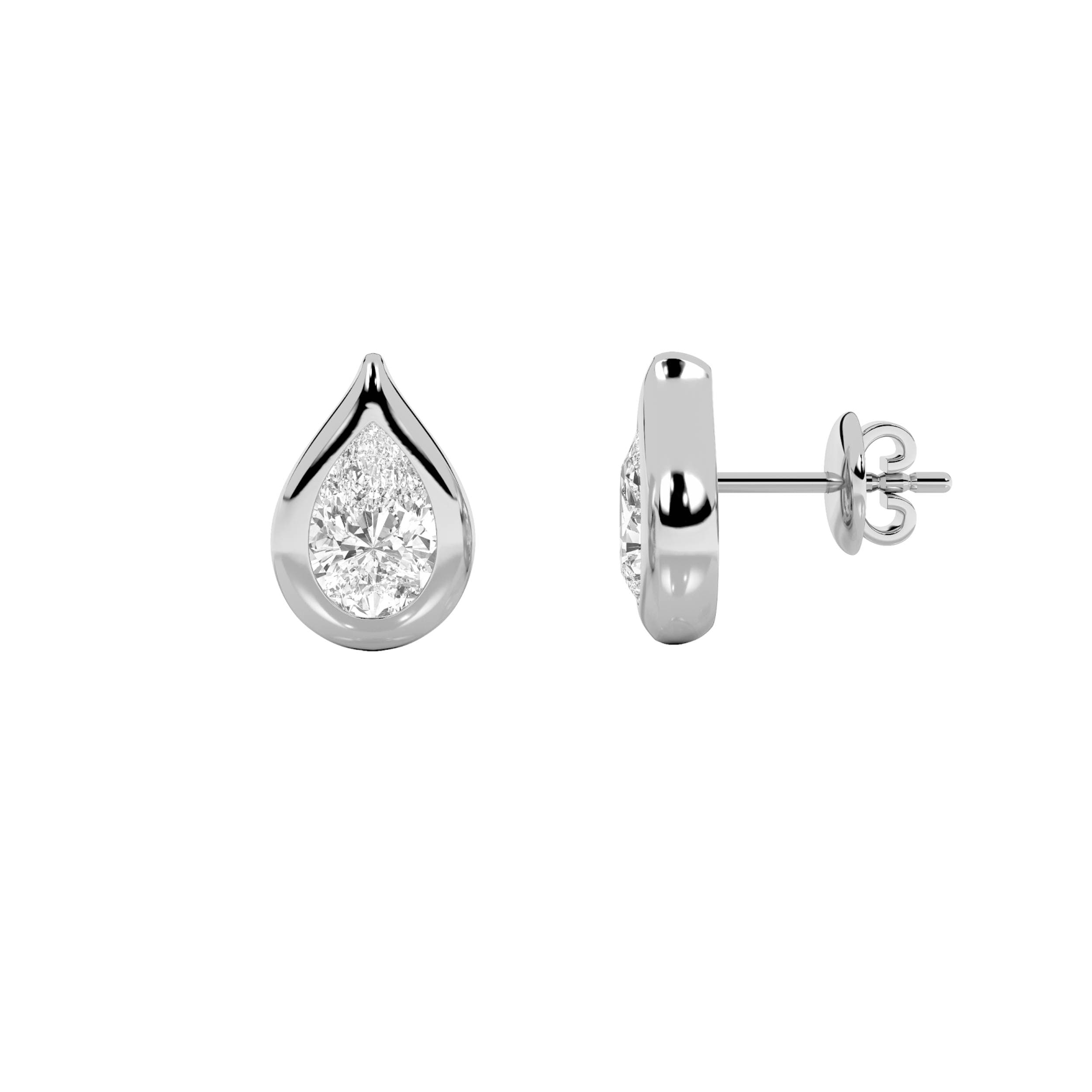 Pear Lab Diamond Stud Earrings — 2 ct total weight in 14k white gold · product view 1