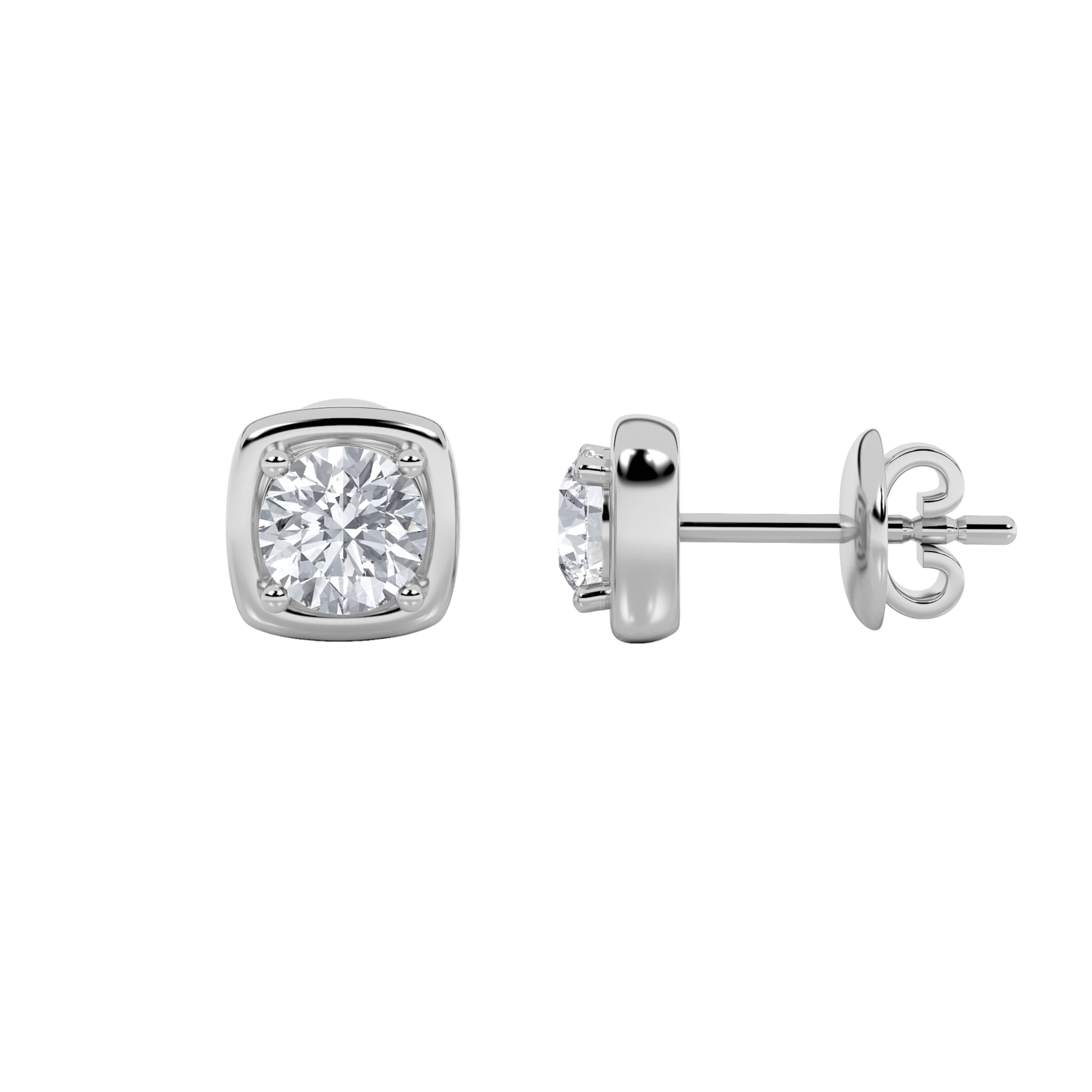 Round Lab Diamond Stud Earrings — 2 ct total weight in 14k white gold · product view 1