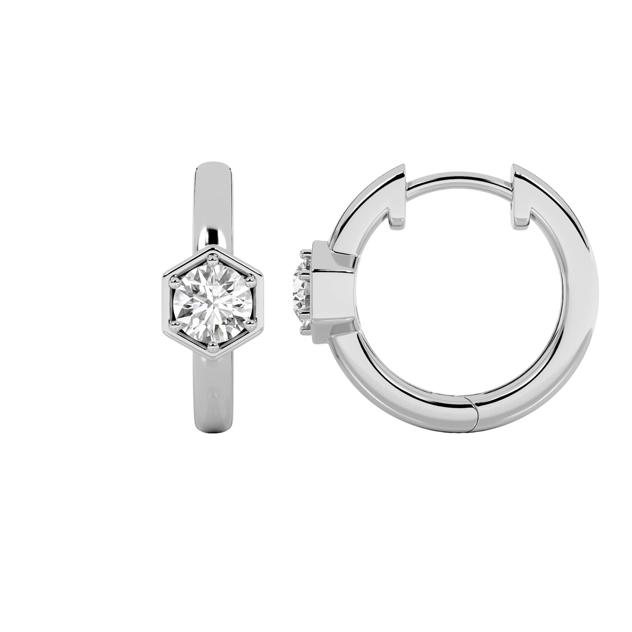 Round Lab Diamond Hoop Earrings — 0.5 ct total weight in 14k white gold · product view 1