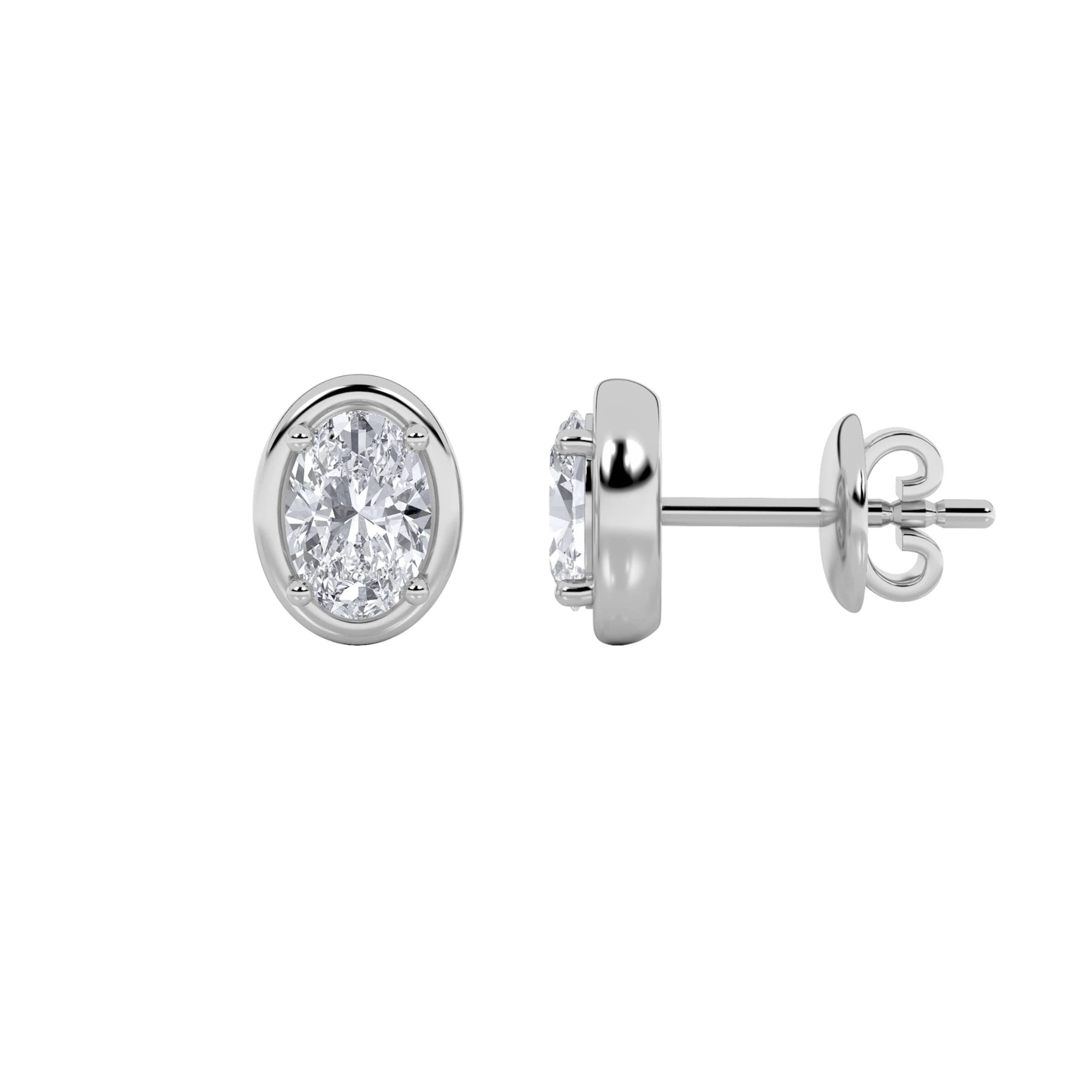 Oval Lab Diamond Stud Earrings — 2 ct total weight in 14k white gold · product view 1