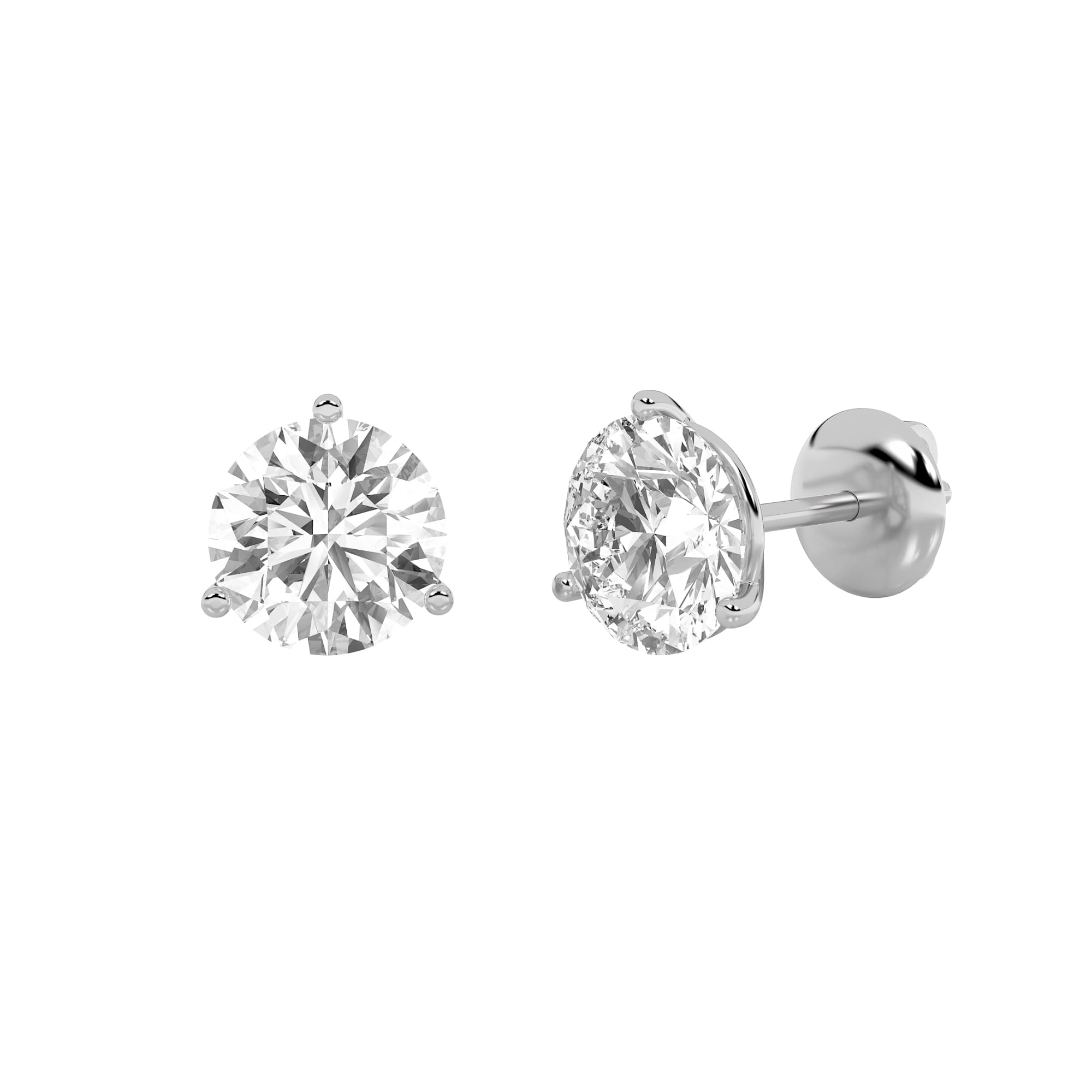Round Lab Diamond Stud Earrings — 0.5 ct total weight in 14k white gold · product view 1
