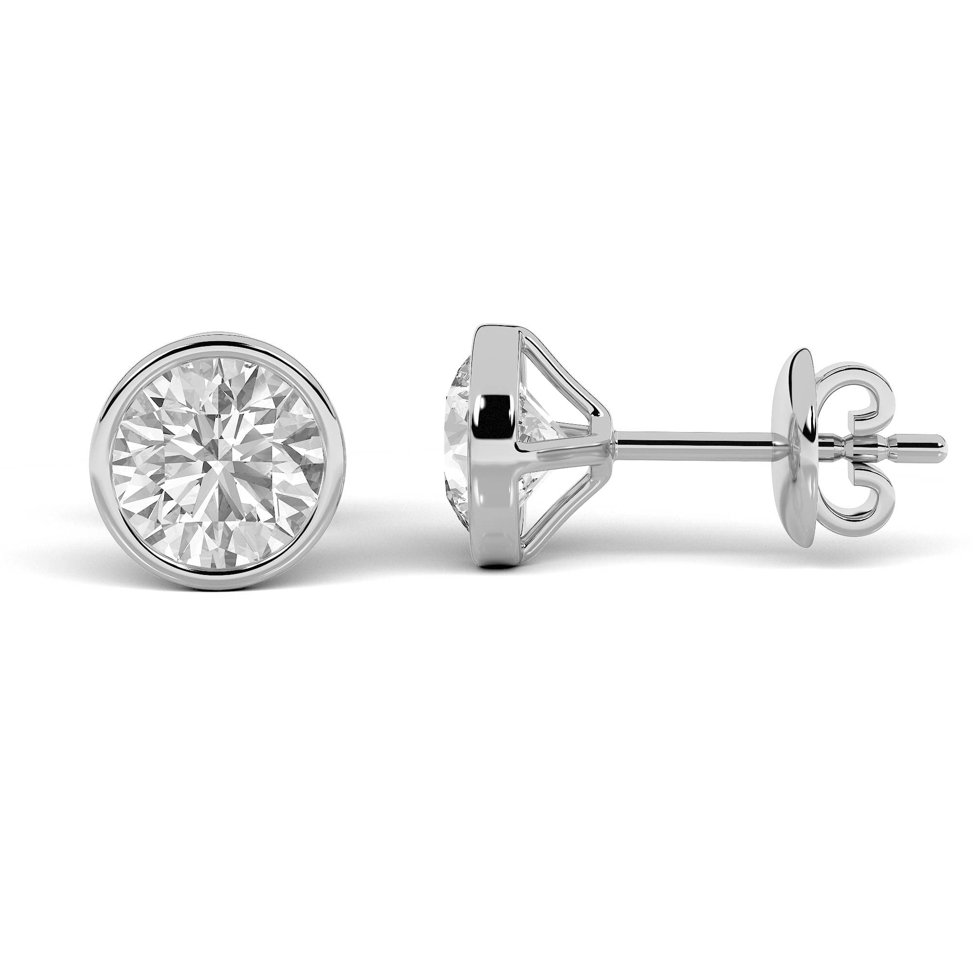 Round Lab Diamond Stud Earrings — 4 ct total weight in 14k white gold · product view 1