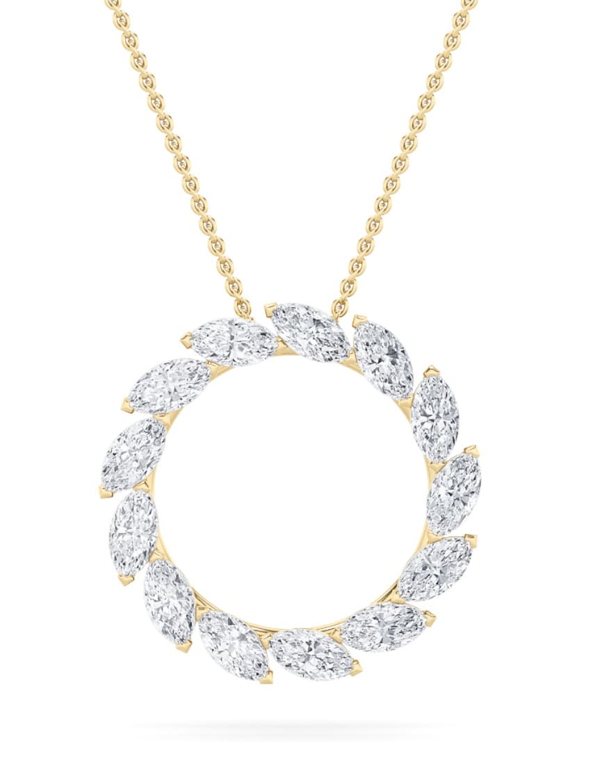 Marquise Lab Diamond Circle Necklace — 2 ct total weight in 14k yellow gold · product view 1