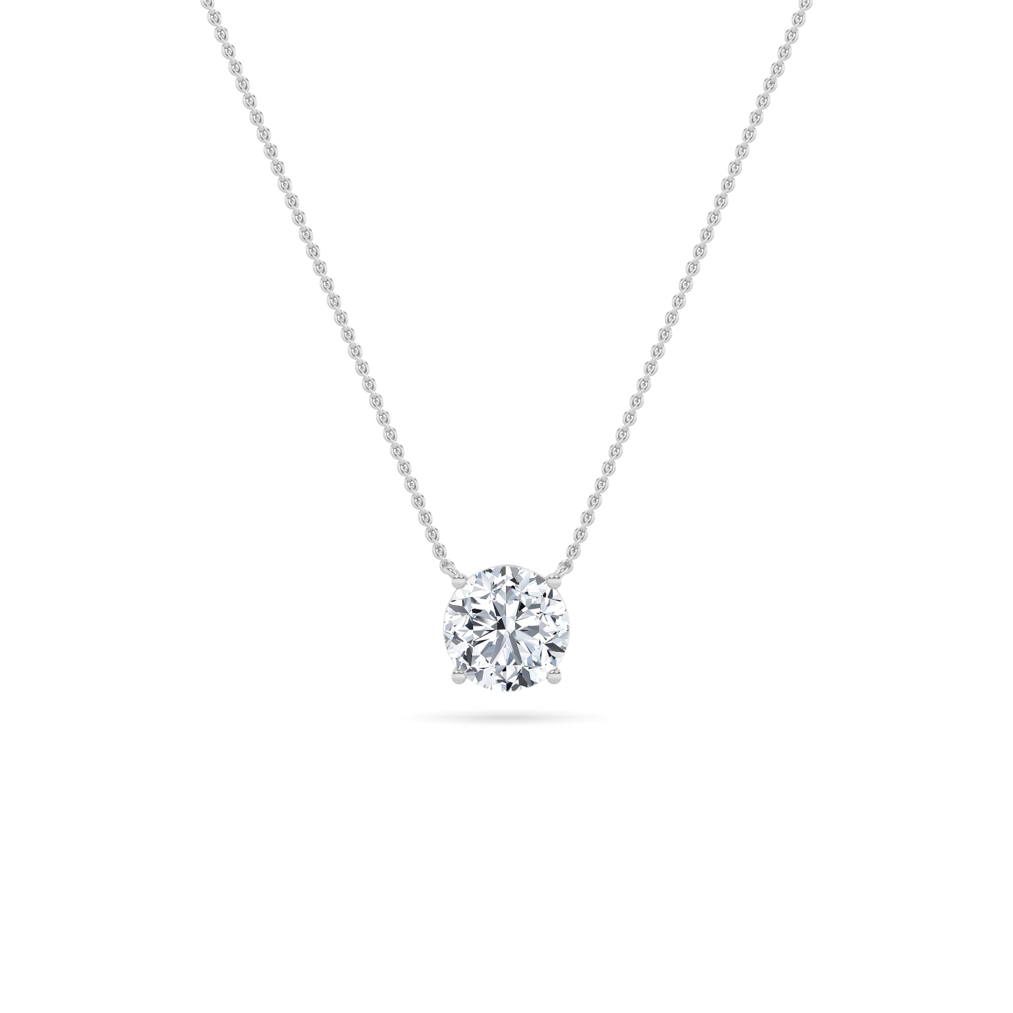 Round Lab Diamond Solitaire Necklace — 0.25 ct total weight in 14k white gold · product view 1