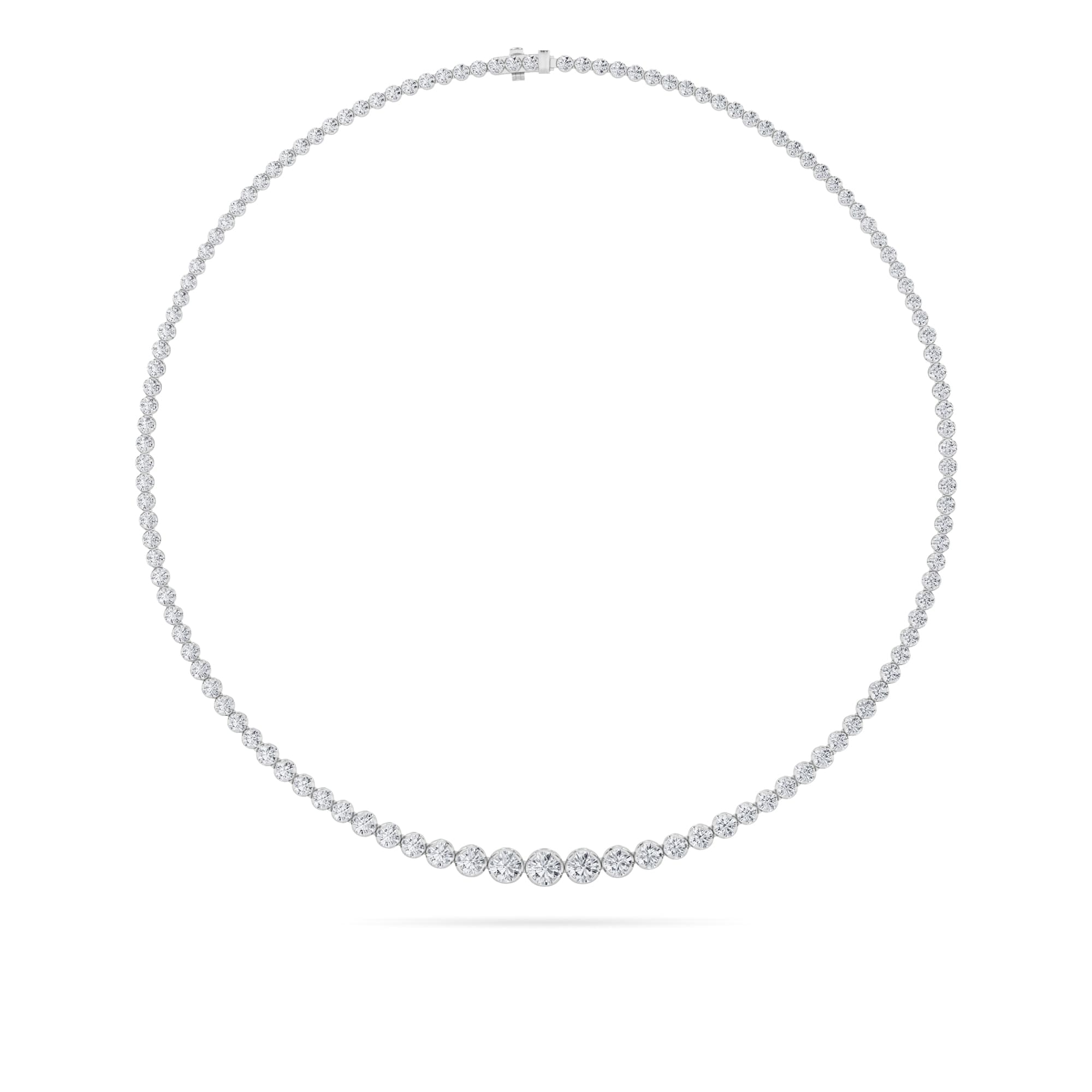 Round Lab Diamond Graduating Half Riviera Necklace — 10 ct total weight in 14k white gold · product view 19