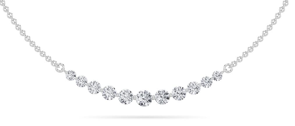 Round Lab Diamond Graduating half Necklace — 3 ct total weight in 14k white gold · product view 1