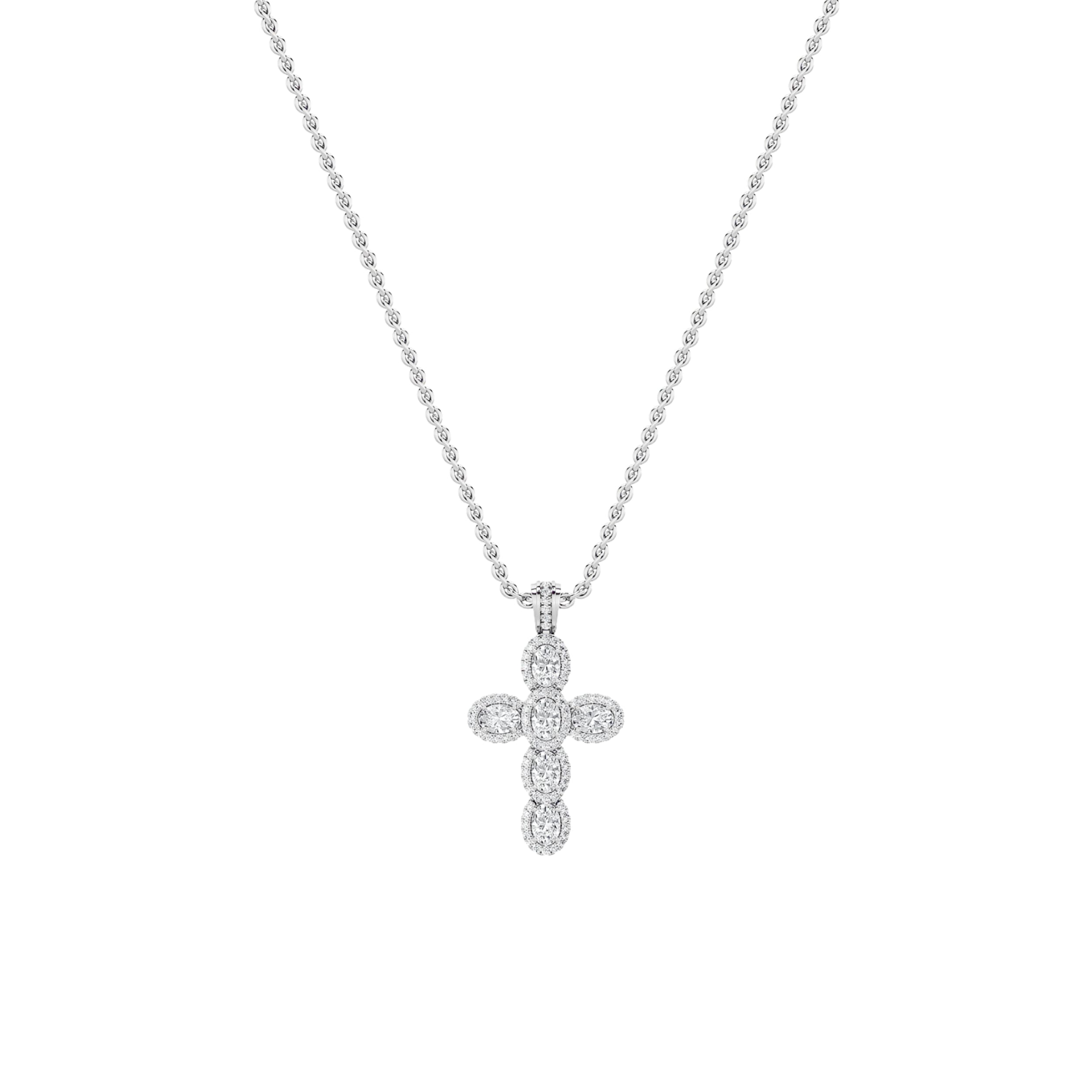 Oval Lab Diamond Cross Pendant · Design 1256