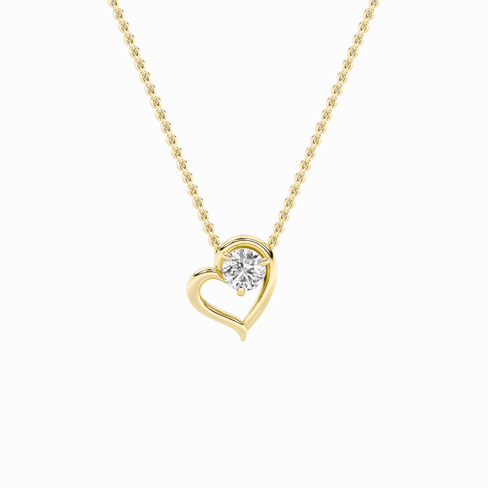 Round Lab Diamond Heart Pendant — 0.5 ct total weight in 14k yellow gold · product view 1