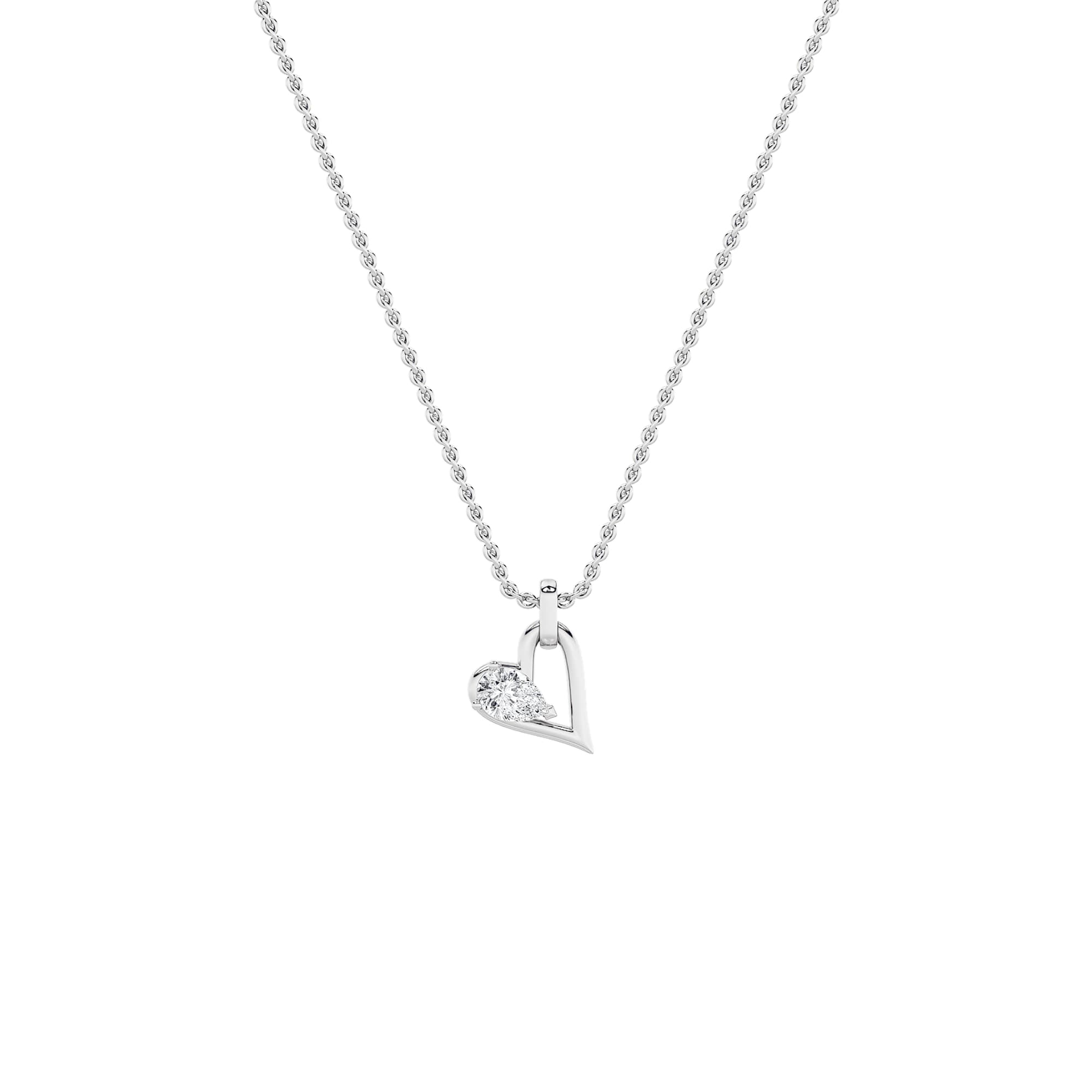 Pear Lab Diamond Heart Dangle Pendant — 1 ct total weight in 14k white gold · product view 1