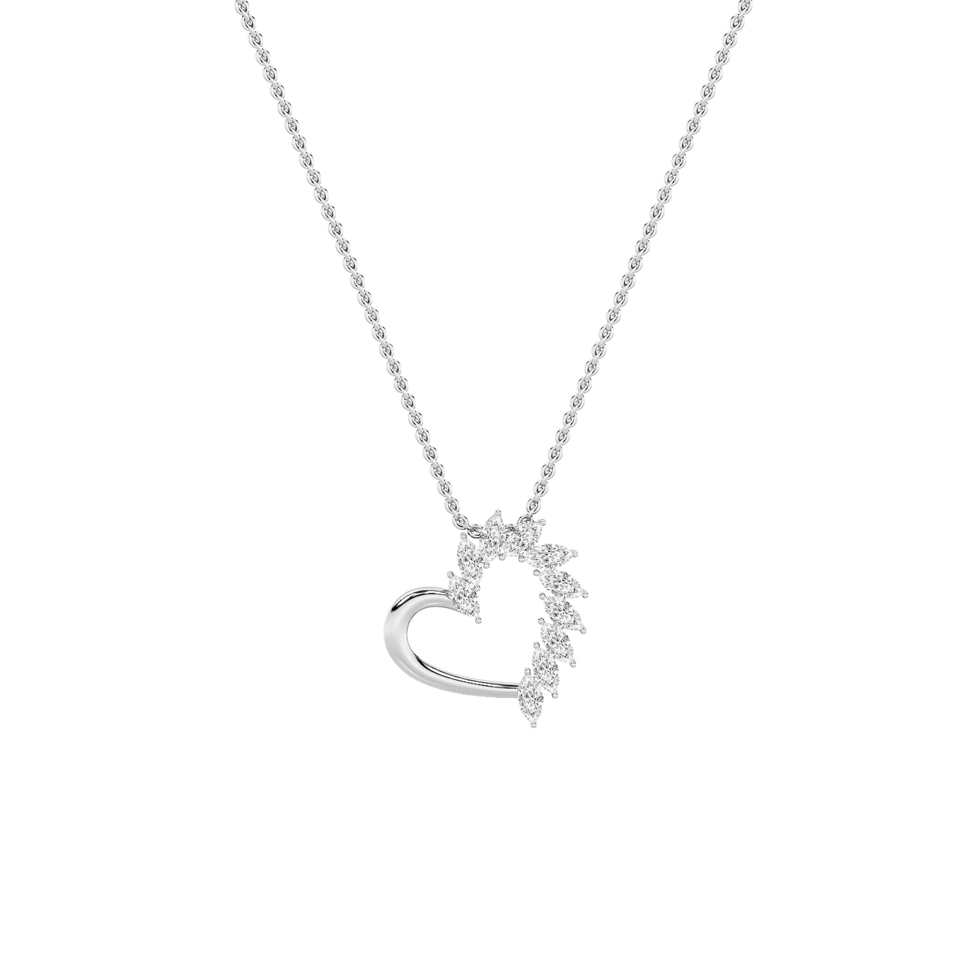 Marquise Lab Diamond Heart Pendant — 2 ct total weight in 14k white gold · product view 1