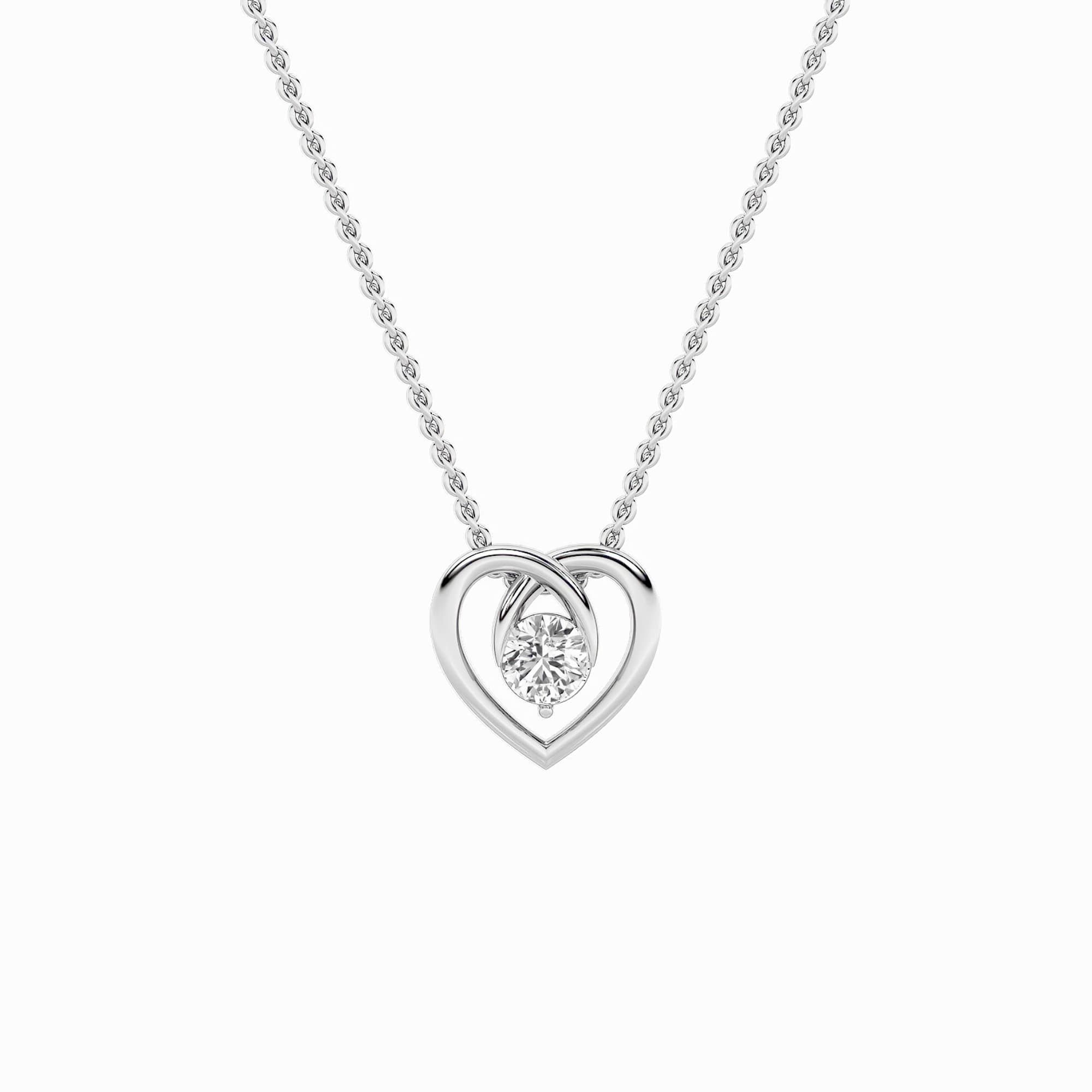 Round Lab Diamond HeartShaped Pendant — 1 ct total weight in 14k white gold · product view 1