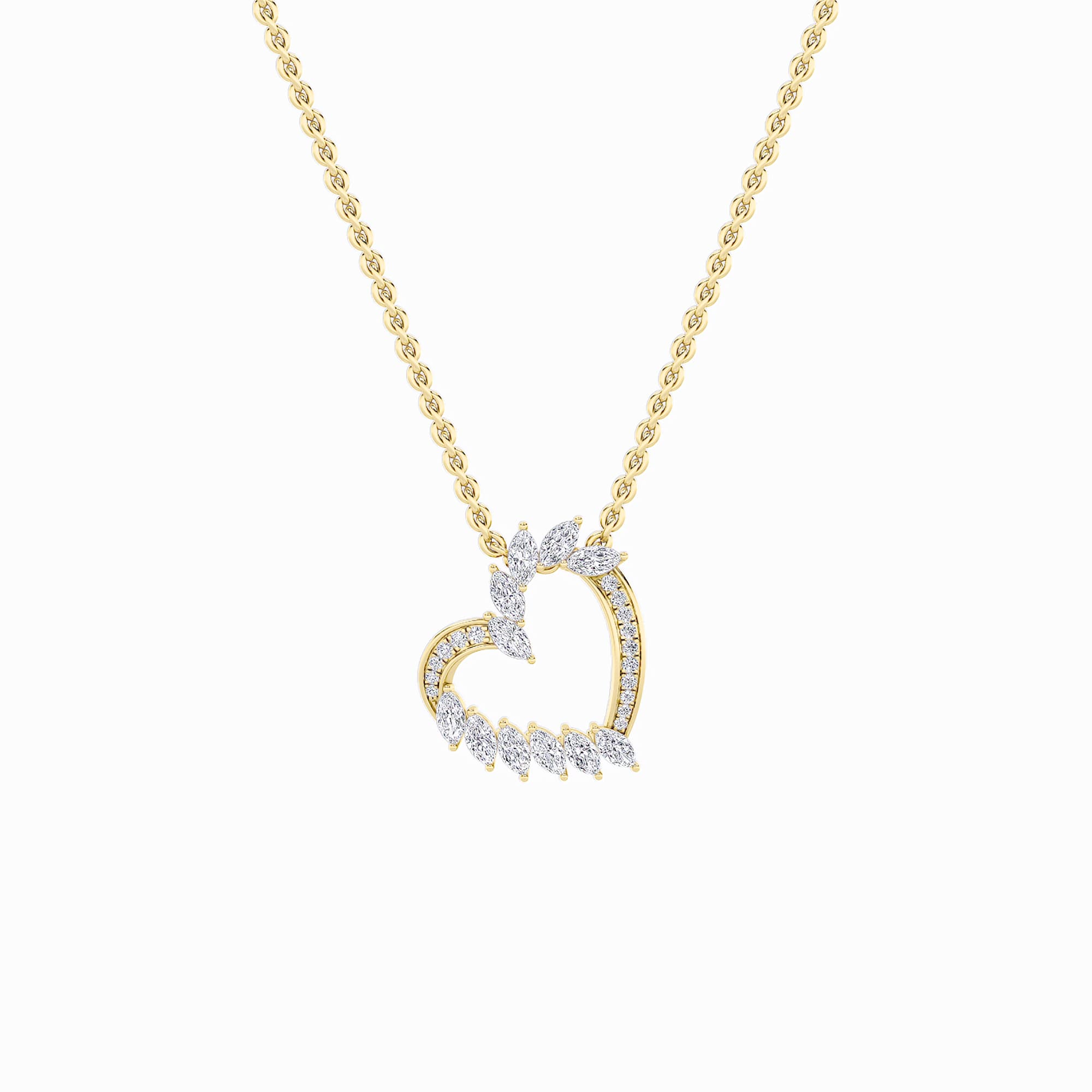 Marquise Lab Diamond Heart Pendant — 2.5 ct total weight in 14k yellow gold · product view 1
