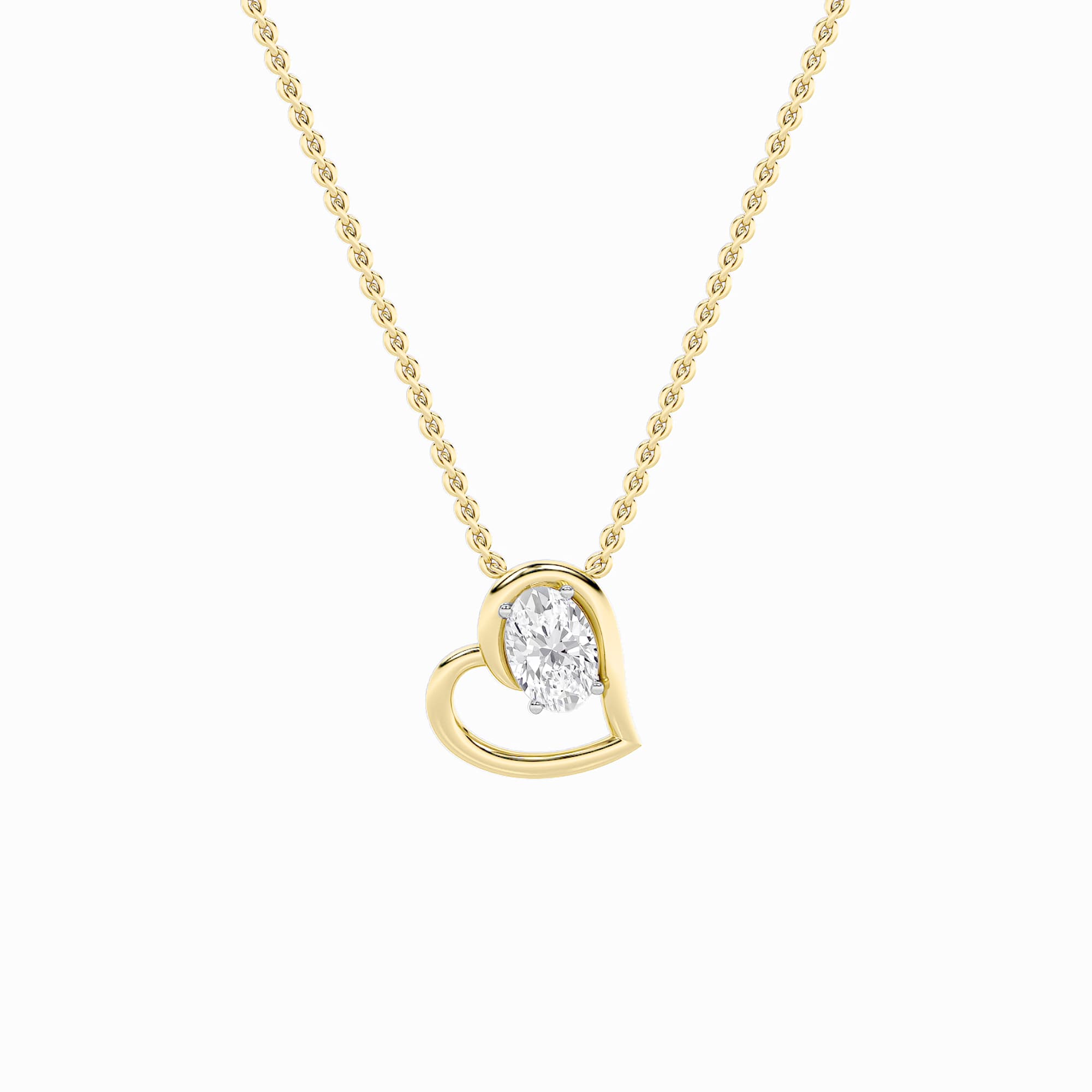 Oval Lab Diamond Heart Pendant — 2 ct total weight in 14k yellow gold · product view 1