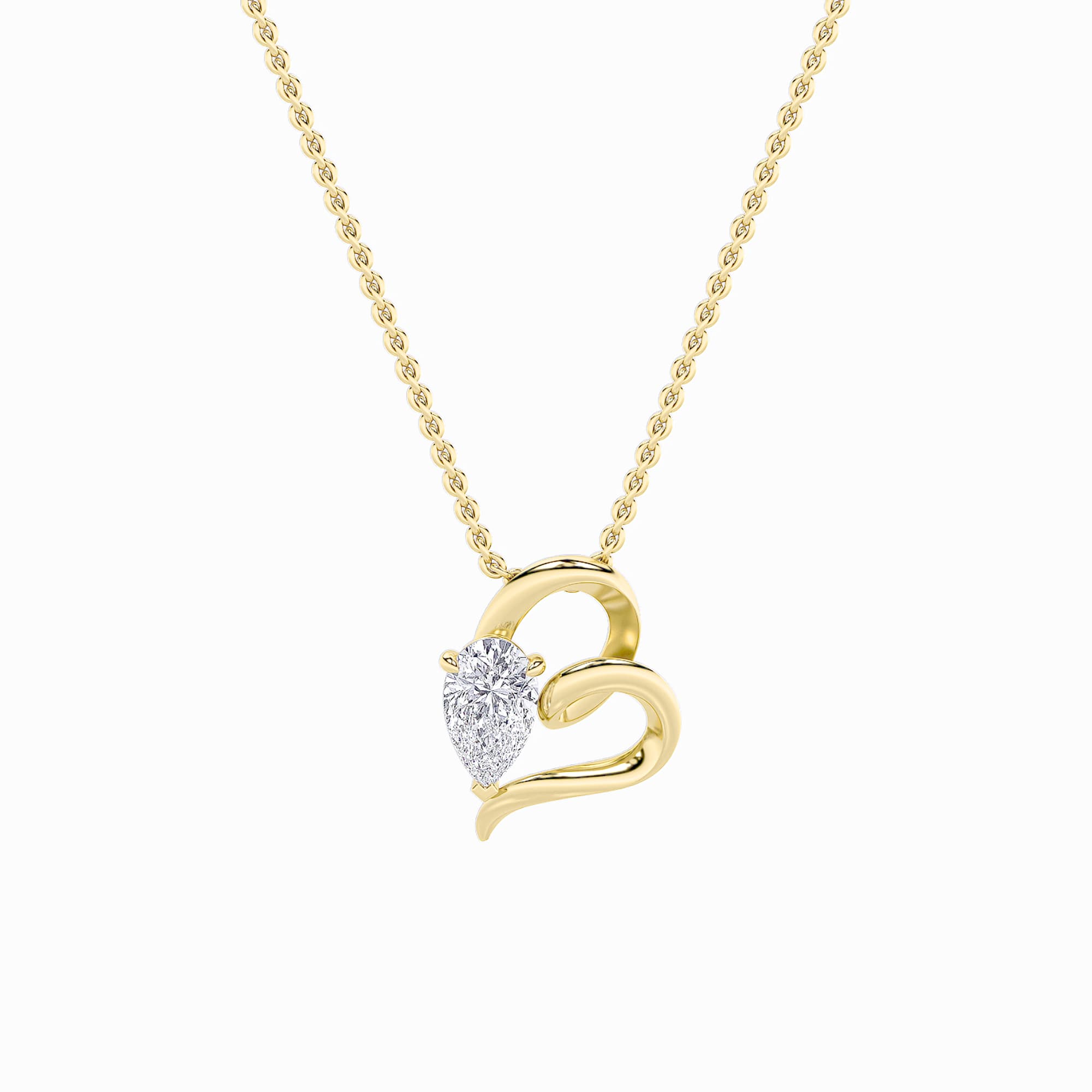 Pear Lab Diamond Heart Pendant — 2 ct total weight in 14k yellow gold · product view 1