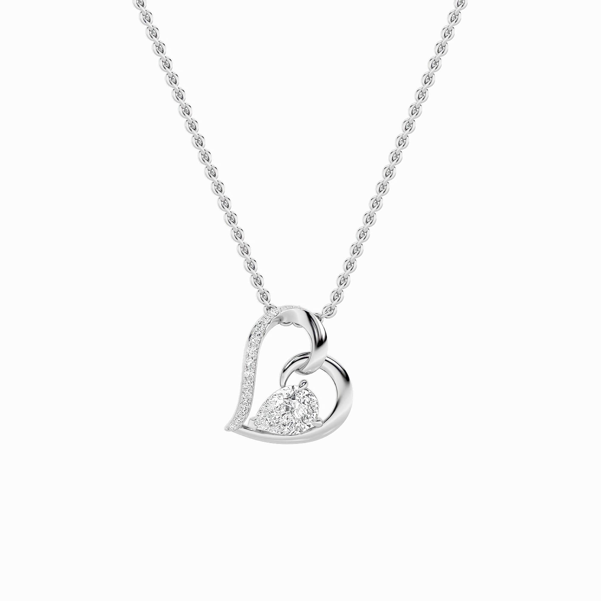 Pear Lab Diamond Heart Pendant — 2 ct total weight in 14k white gold · product view 1
