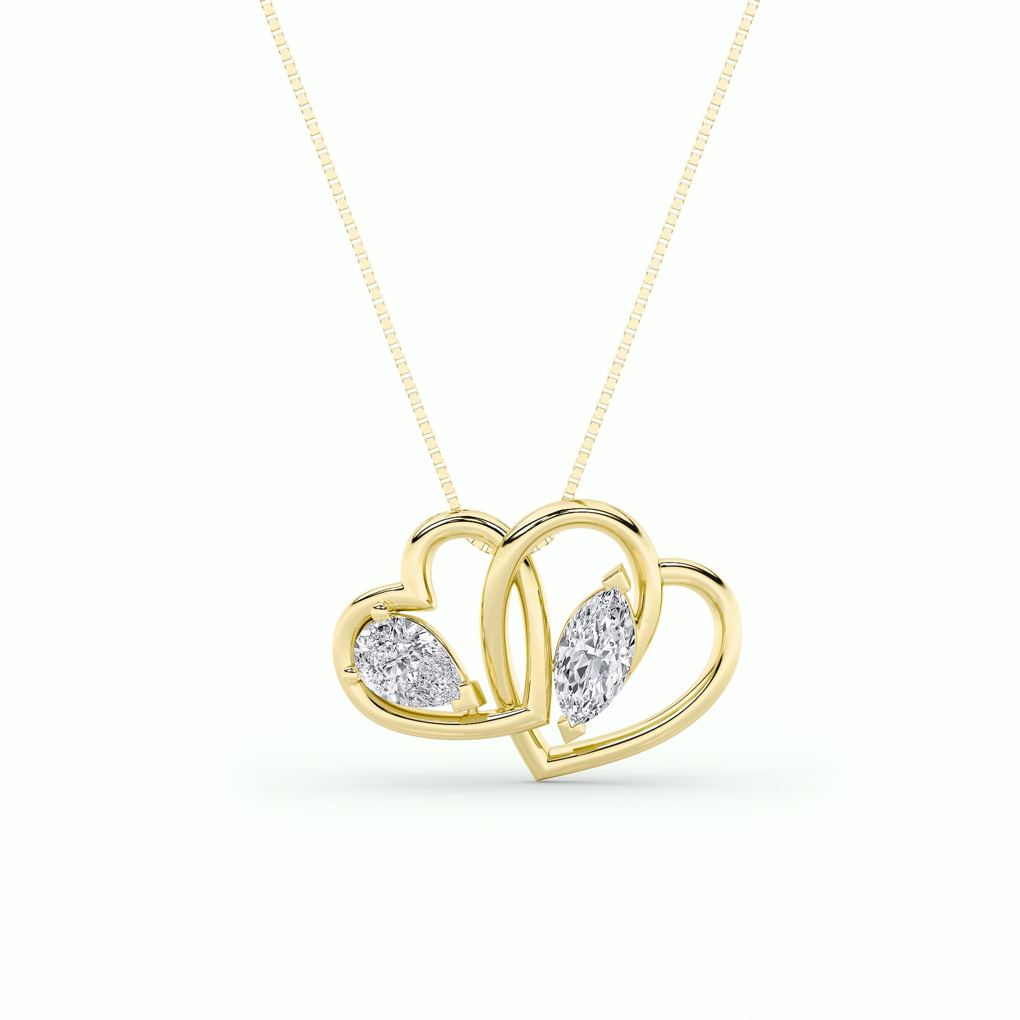 Marquise Lab Diamond Heart Pendant — 2 ct total weight in 14k yellow gold · product view 1