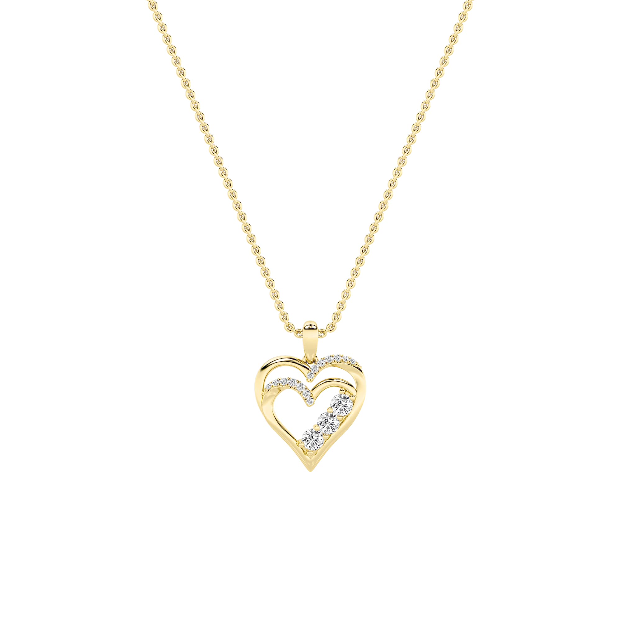 Round Lab Diamond HeartShaped Pendant — 1 ct total weight in 14k yellow gold · product view 1