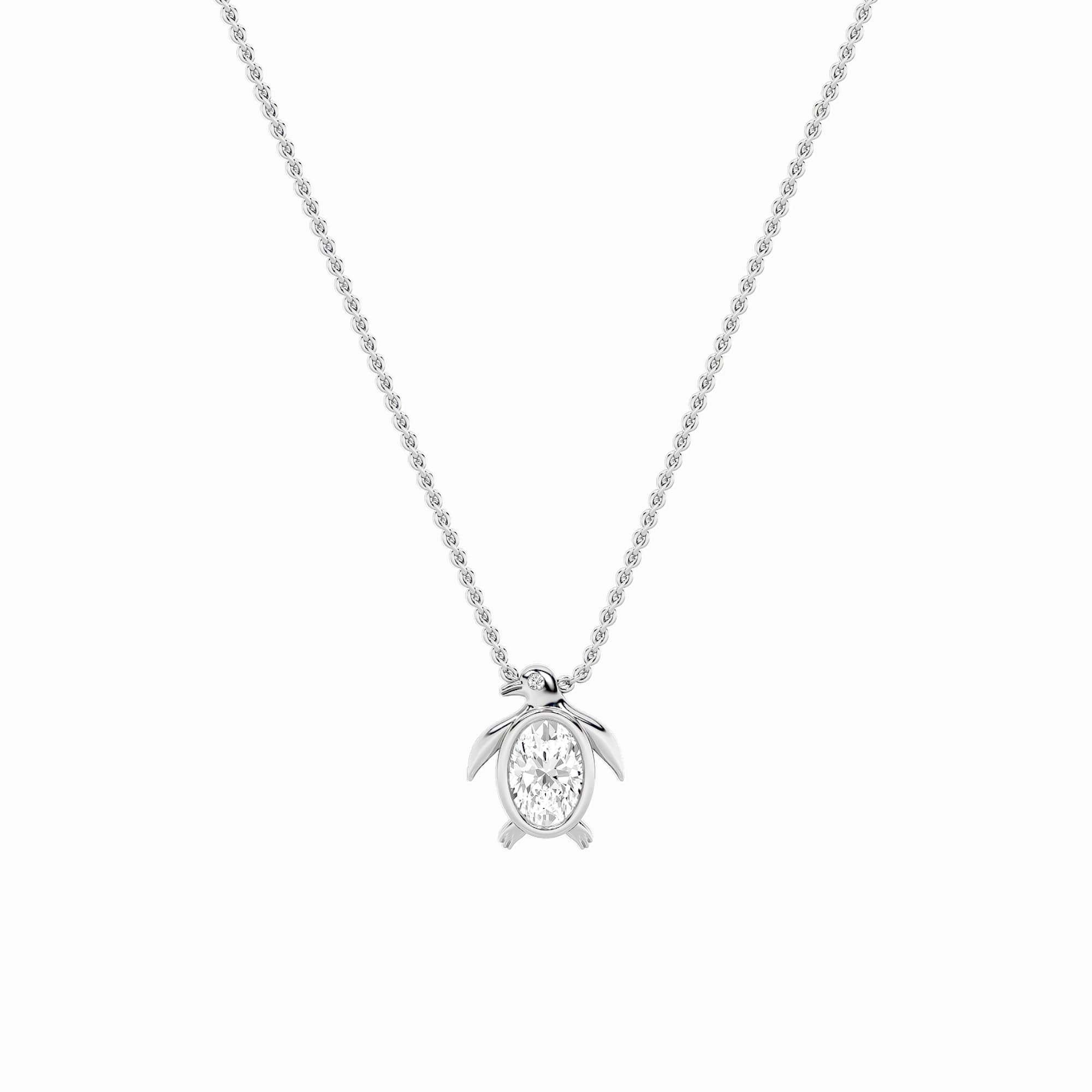 Oval Lab Diamond Pendant — 1 ct total weight in 14k white gold · product view 1