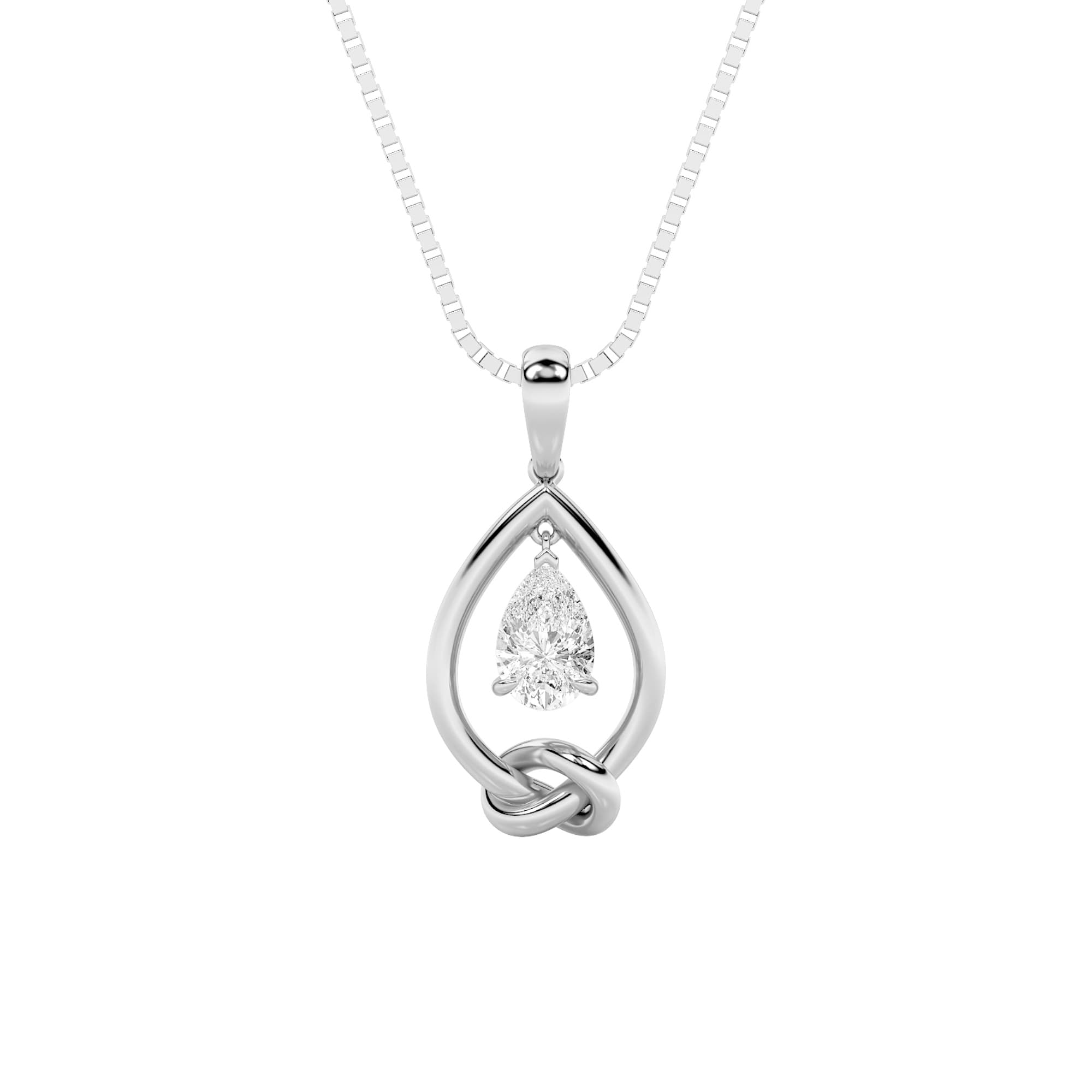 Pear Lab Diamond Solitaire Knot Pendant — 1 ct total weight in 14k white gold · product view 1