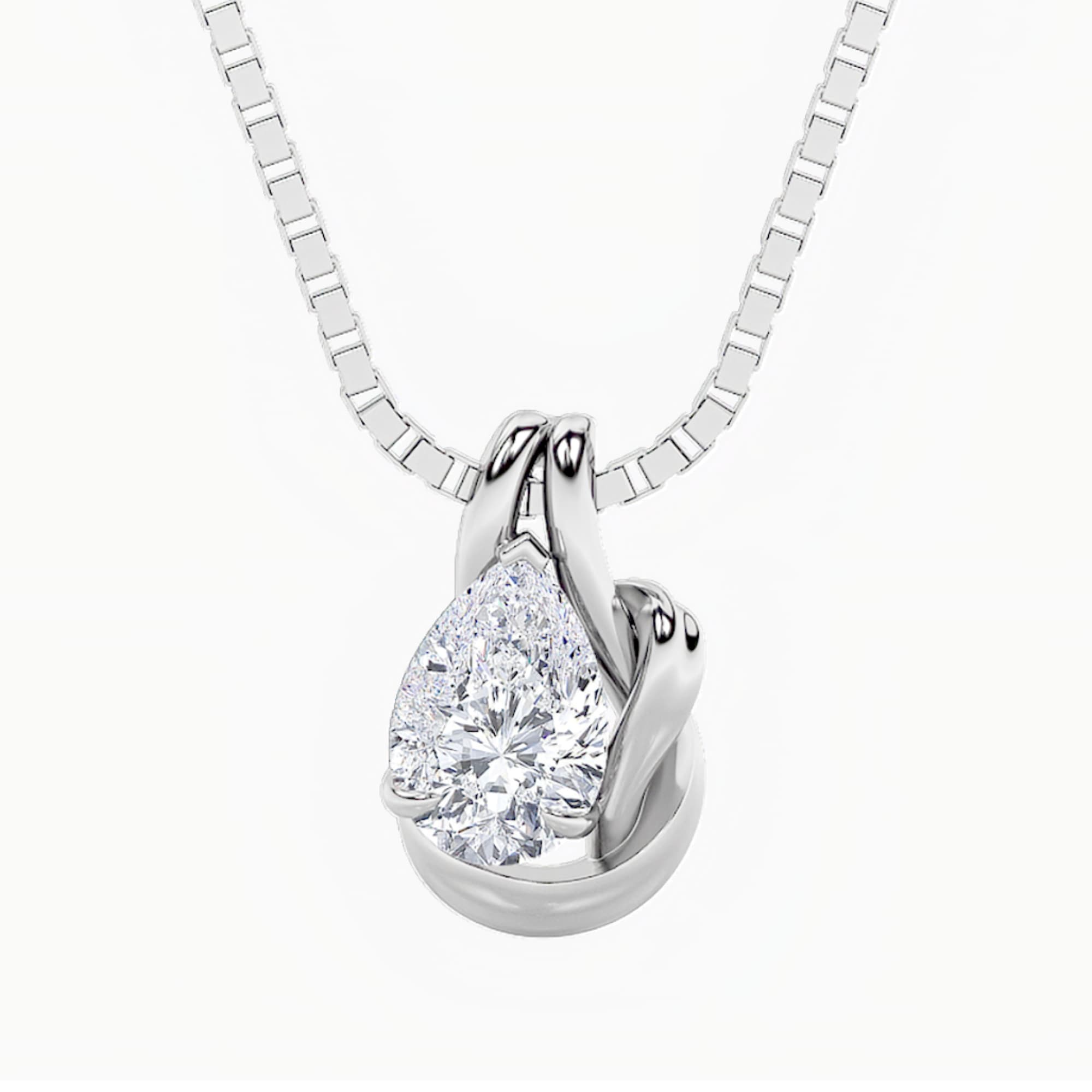 Pear Lab Diamond Knot Pendant — 2 ct total weight in 14k white gold · product view 1