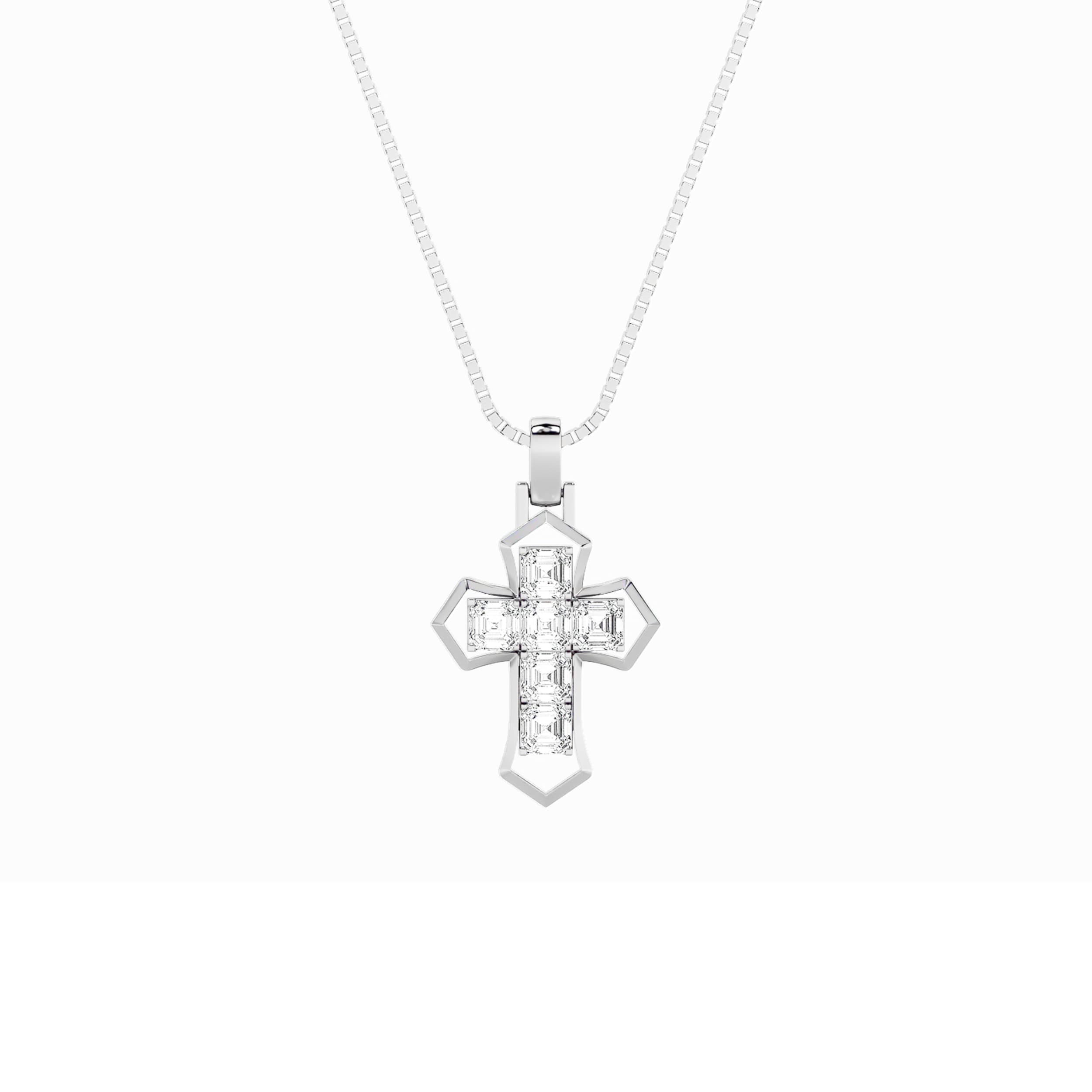 Asscher Lab Diamond Cross Pendant