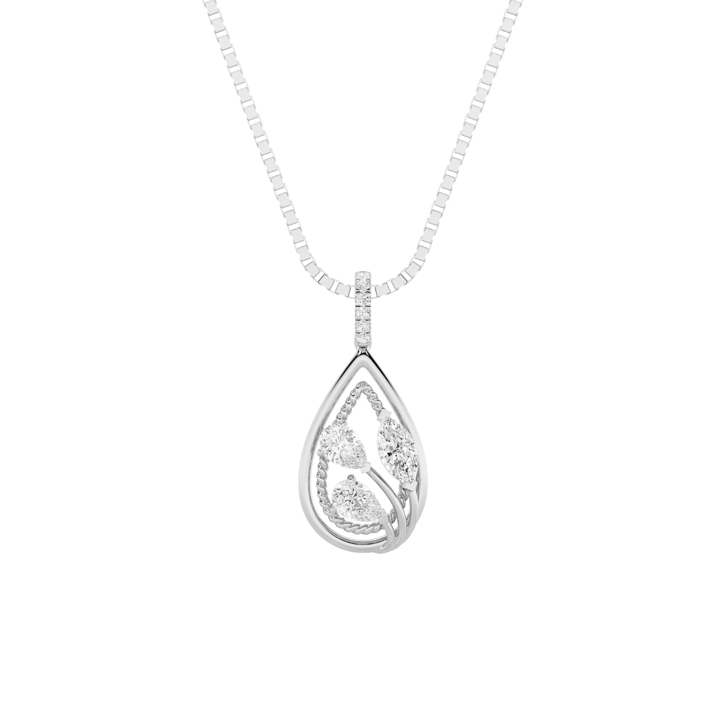 Marquise Lab Diamond Pendant — 1 ct total weight in 14k white gold · product view 1