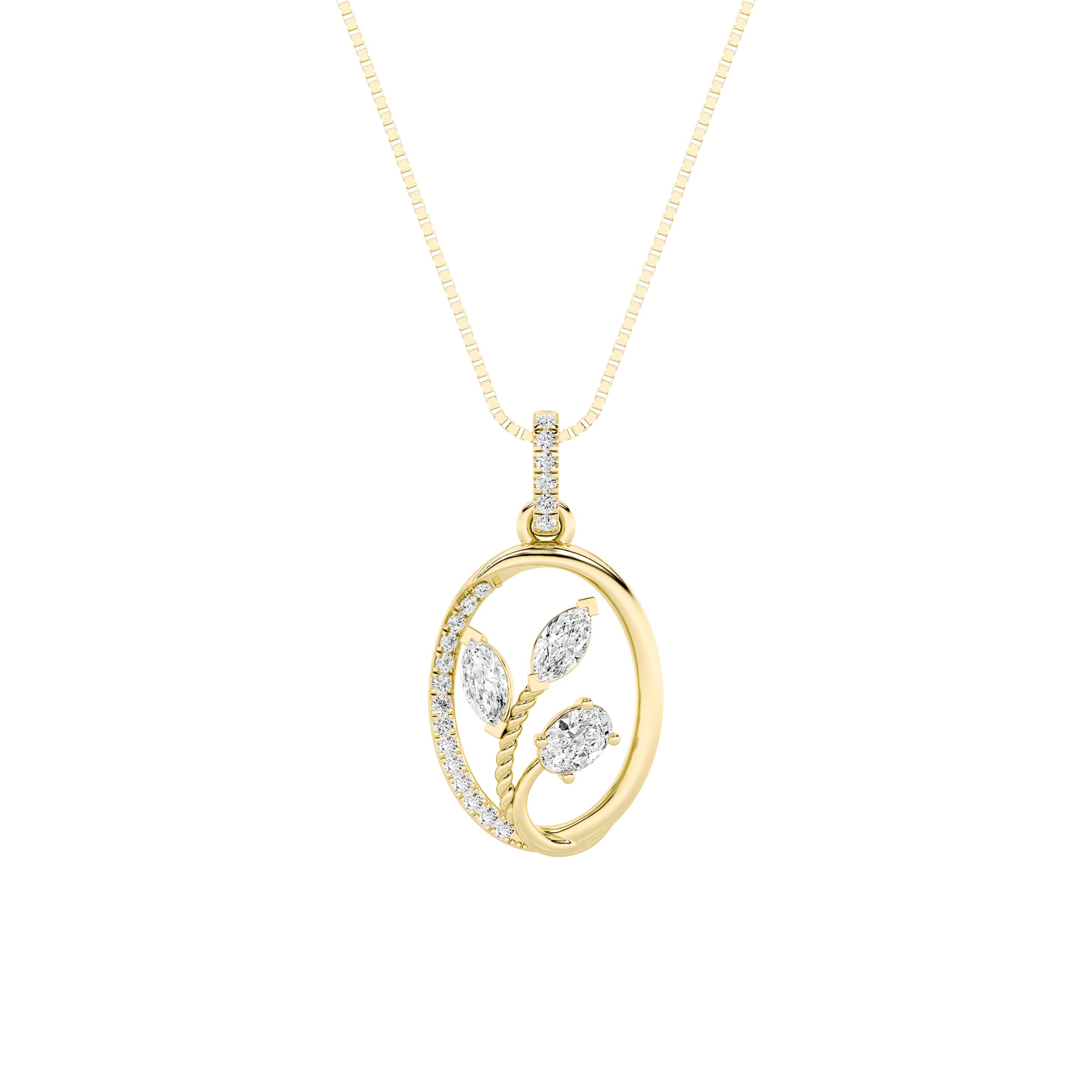 Oval Lab Diamond Pendant — 1 ct total weight in 14k yellow gold · product view 1