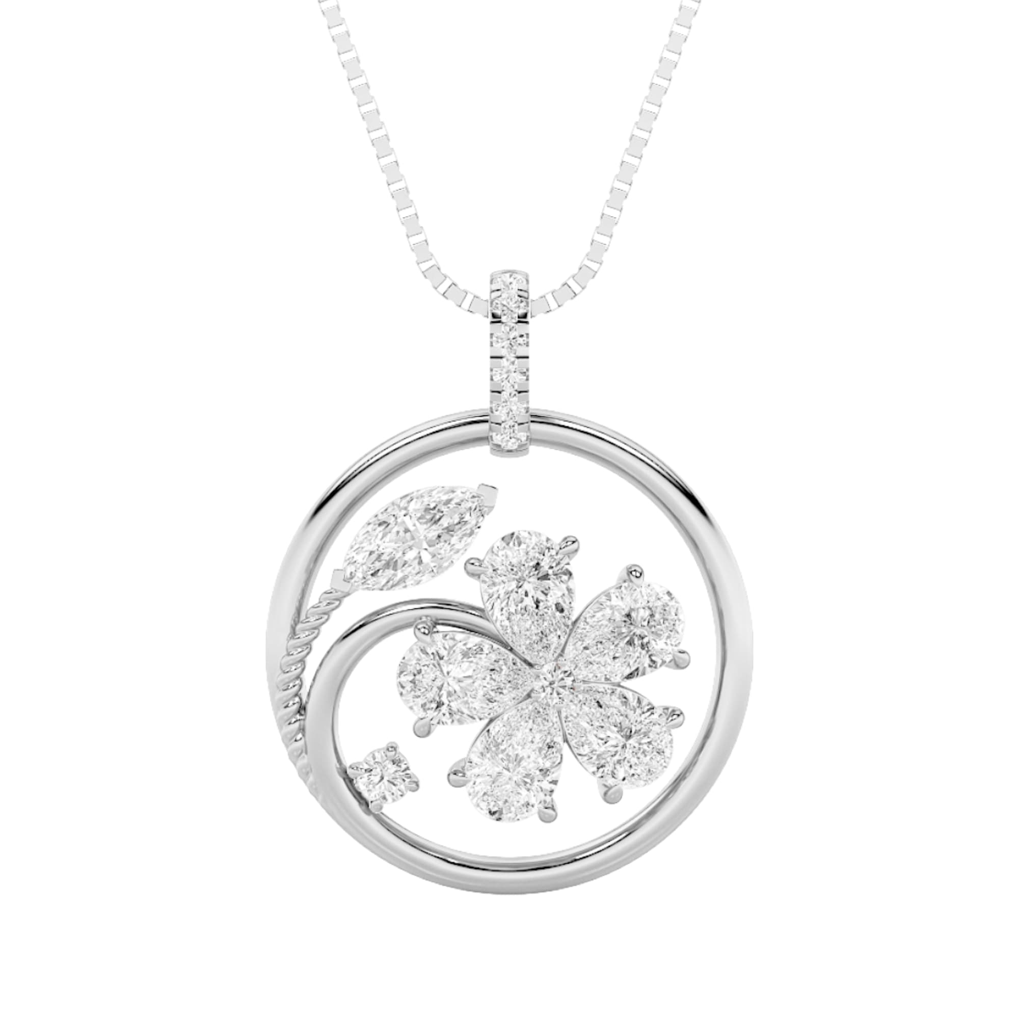 Marquise Lab Diamond Pendant — 2 ct total weight in 14k white gold · product view 1