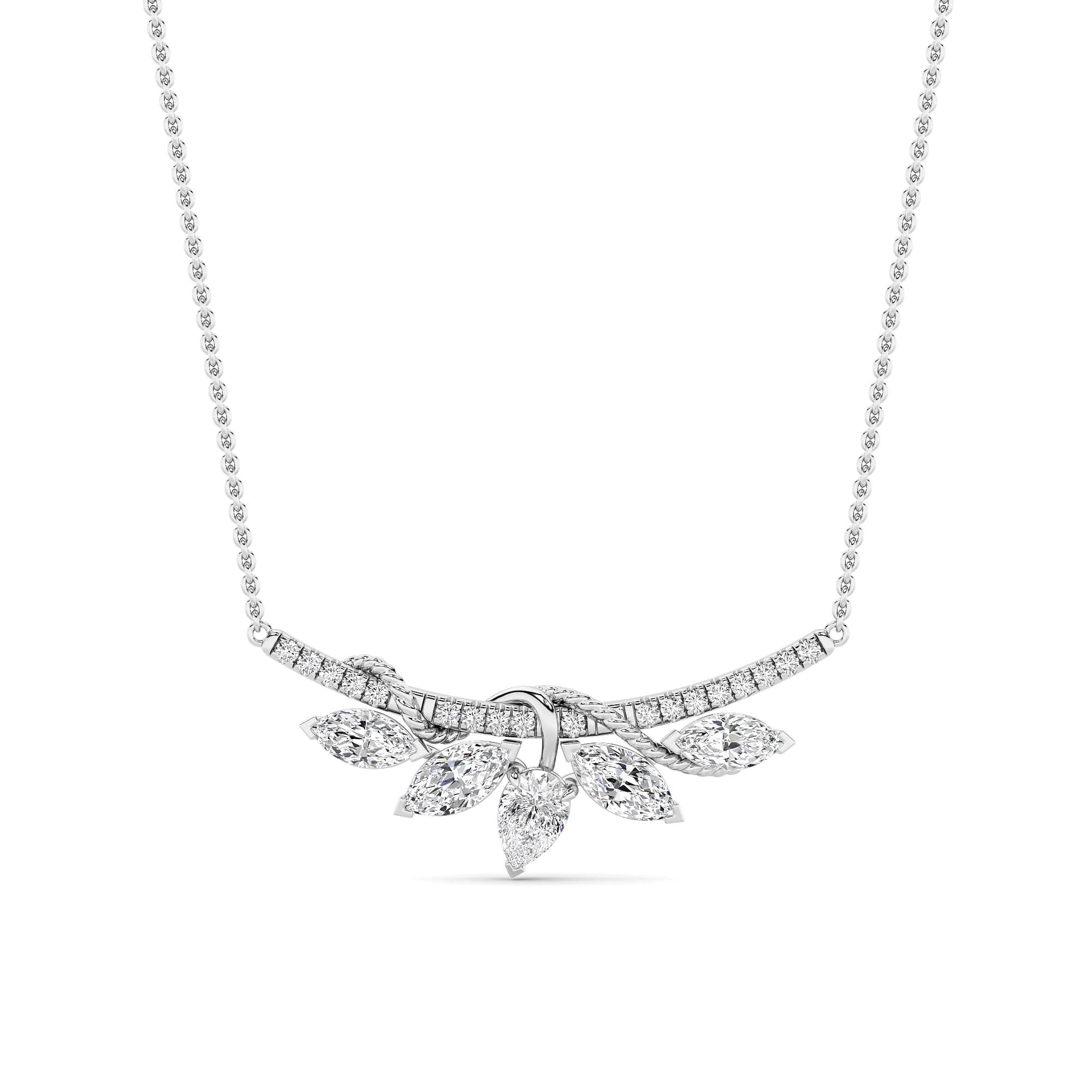 Pear Lab Diamond Prong-Set Necklace — 1.5 ct total weight in 14k white gold · product view 1