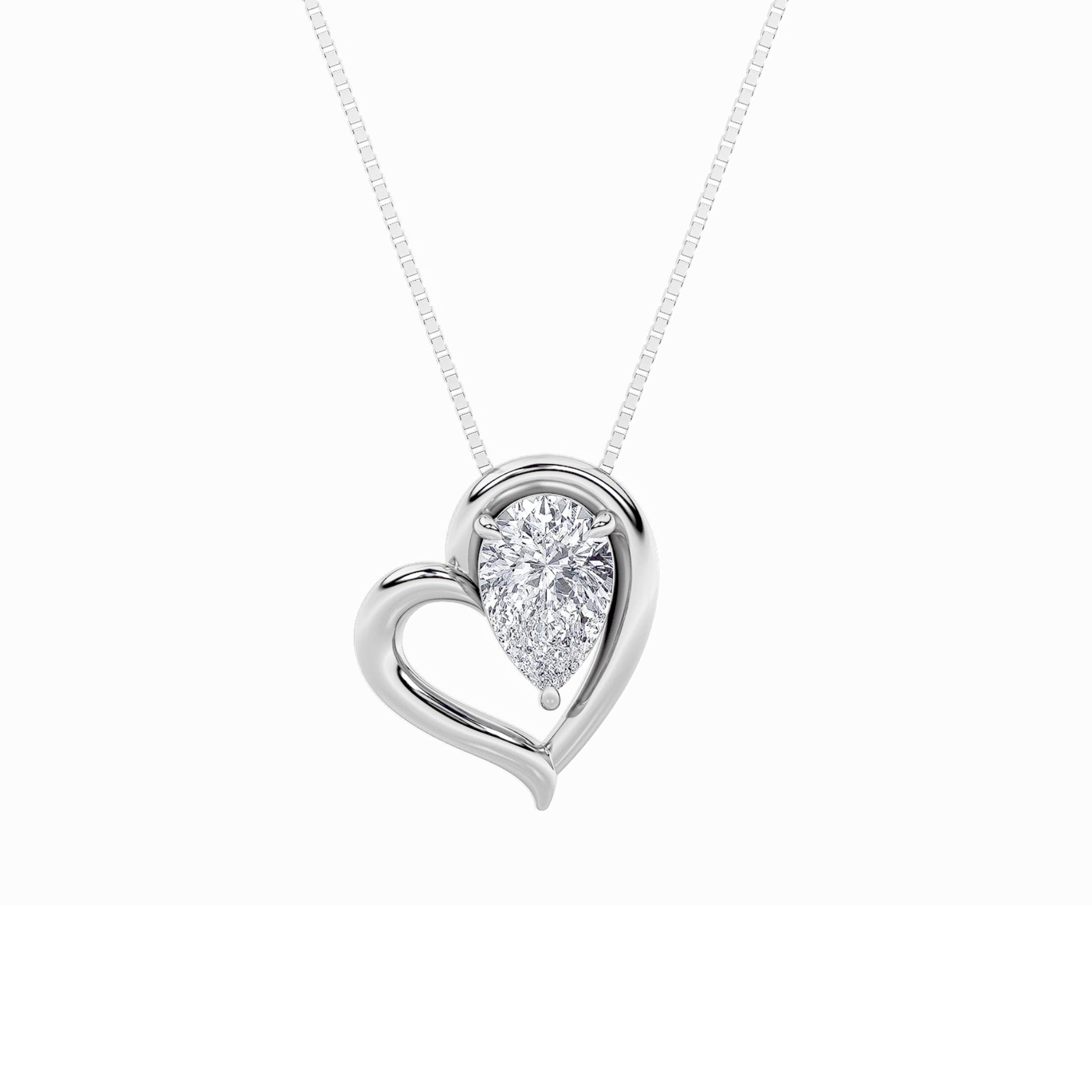 Pear Lab Diamond Heart Pendant — 0.5 ct total weight in 14k white gold · product view 1