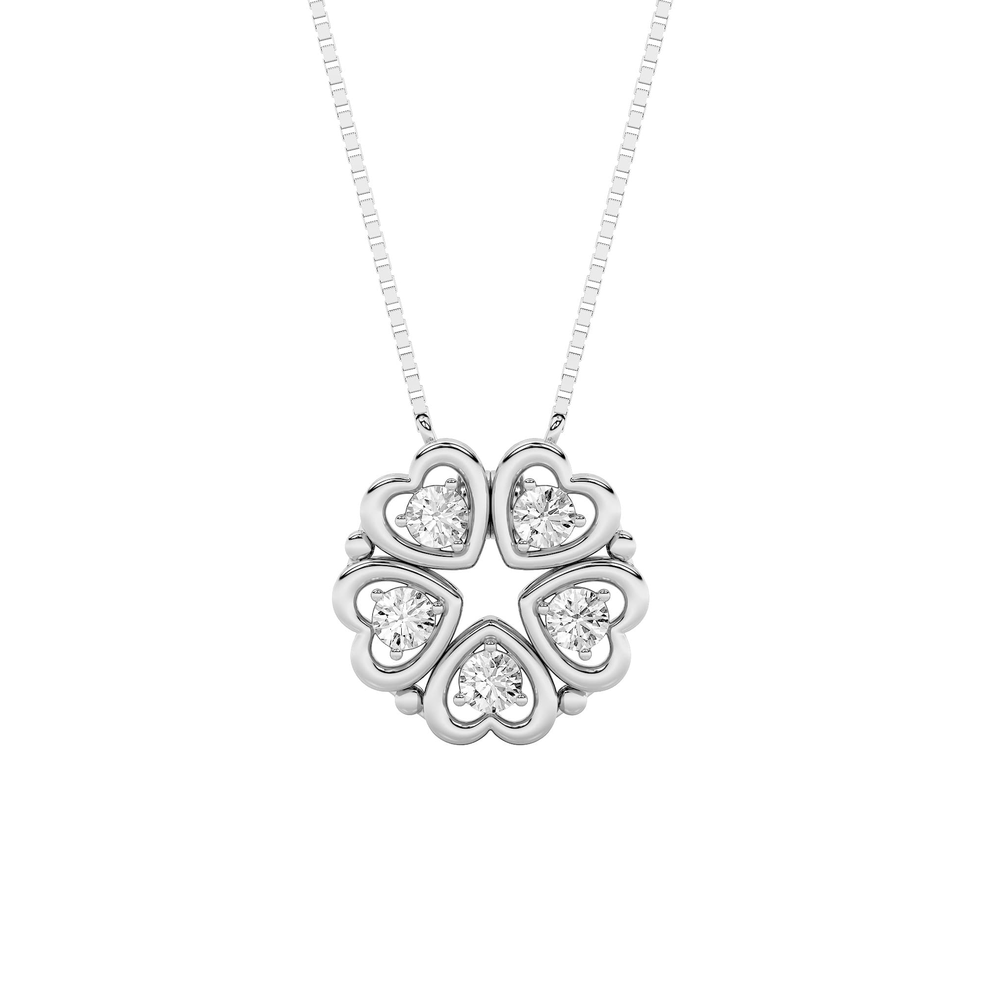 Round Lab Diamond HeartShaped Necklace — 1 ct total weight in 14k white gold · product view 1